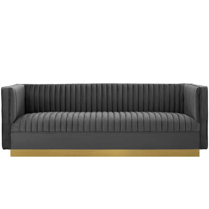 Modway Sanguine Vertical Channel Tufted Performance Velvet Sofa FredCo