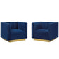 Modway Sanguine Vertical Channel Tufted Upholstered Performance Velvet Armchair Set of 2 FredCo