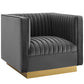 Modway Sanguine Vertical Channel Tufted Upholstered Performance Velvet Sofa and Armchair Set FredCo