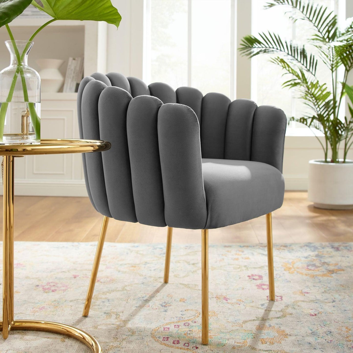 Modway Sanna Channel Tufted Performance Velvet Armchair FredCo
