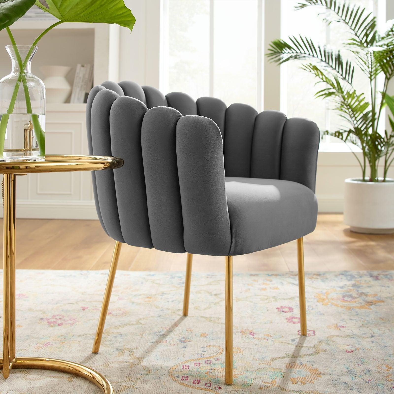 Modway Sanna Channel Tufted Performance Velvet Armchair FredCo