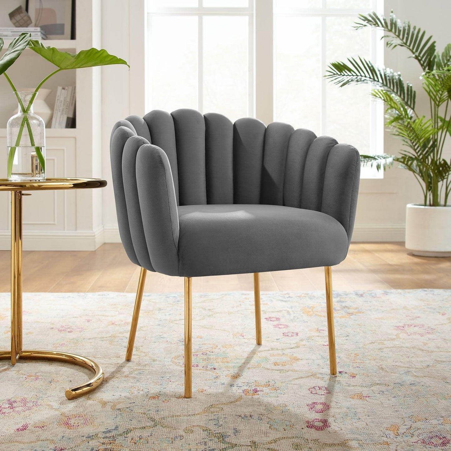 Modway Sanna Channel Tufted Performance Velvet Armchair FredCo