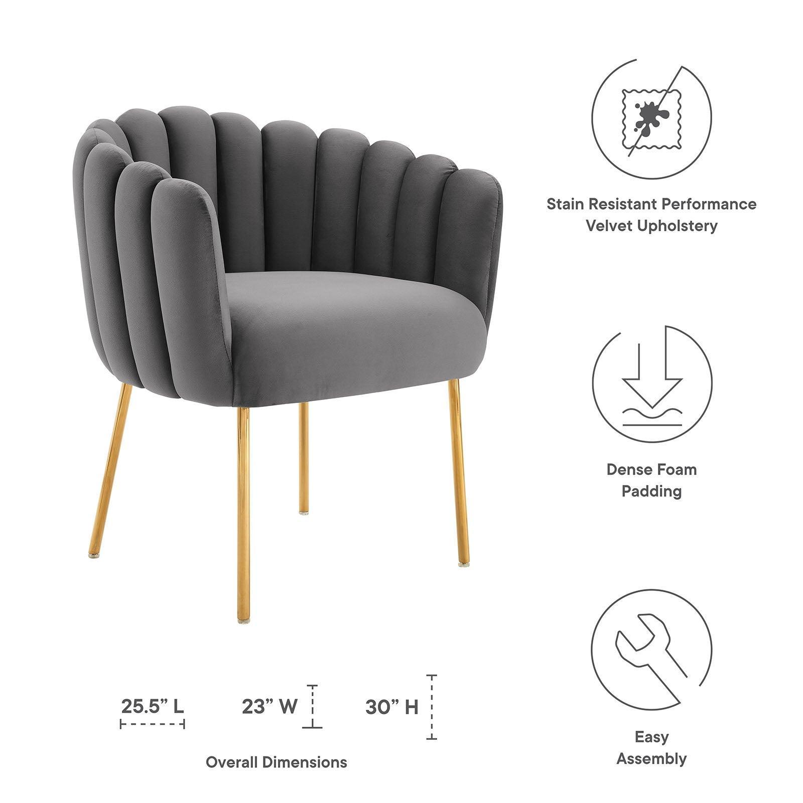 Modway Sanna Channel Tufted Performance Velvet Armchair FredCo