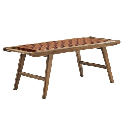 Modway Saoirse 47" Faux Leather Wood Bench, EEI-6551 FredCo