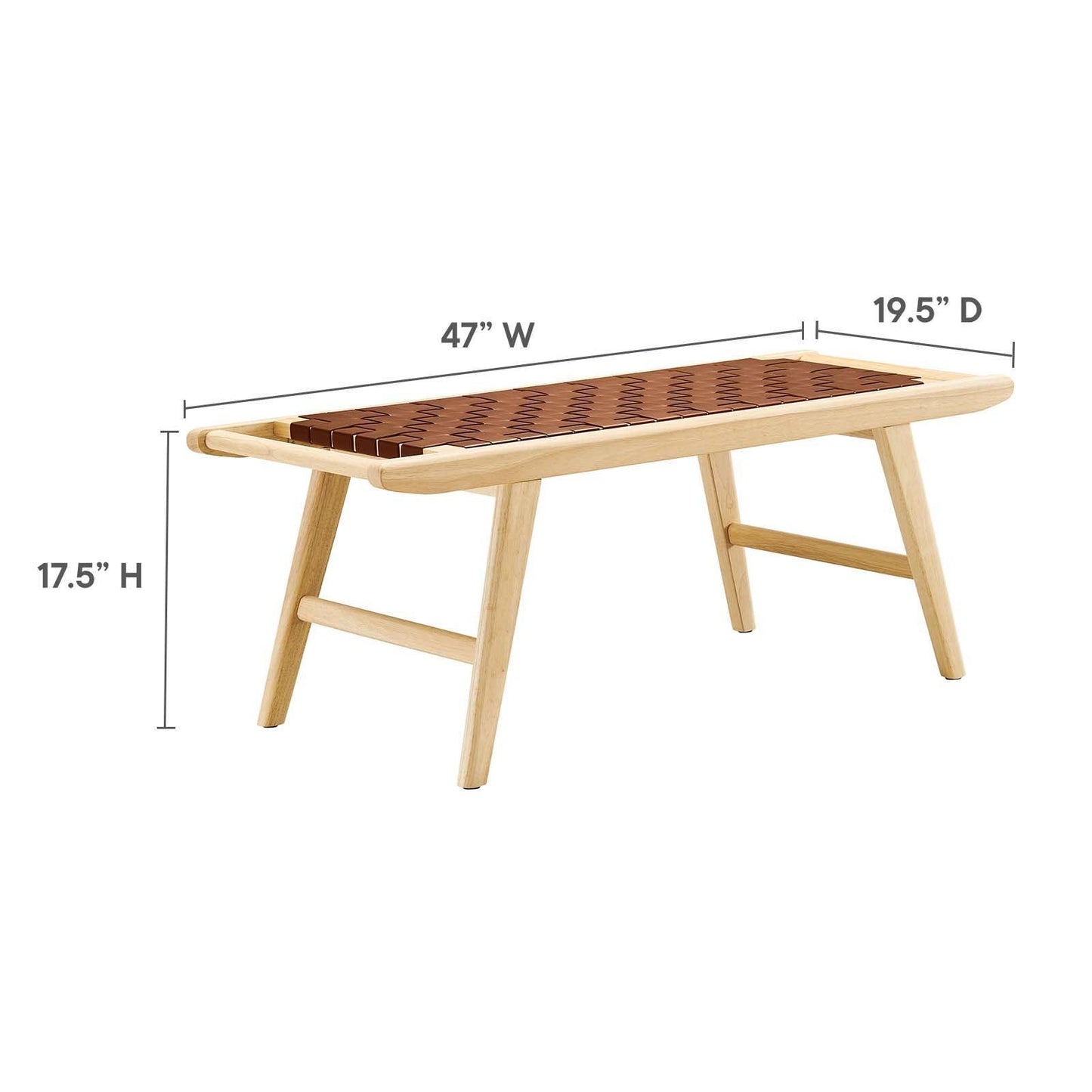 Modway Saoirse 47" Faux Leather Wood Bench, EEI-6551 FredCo