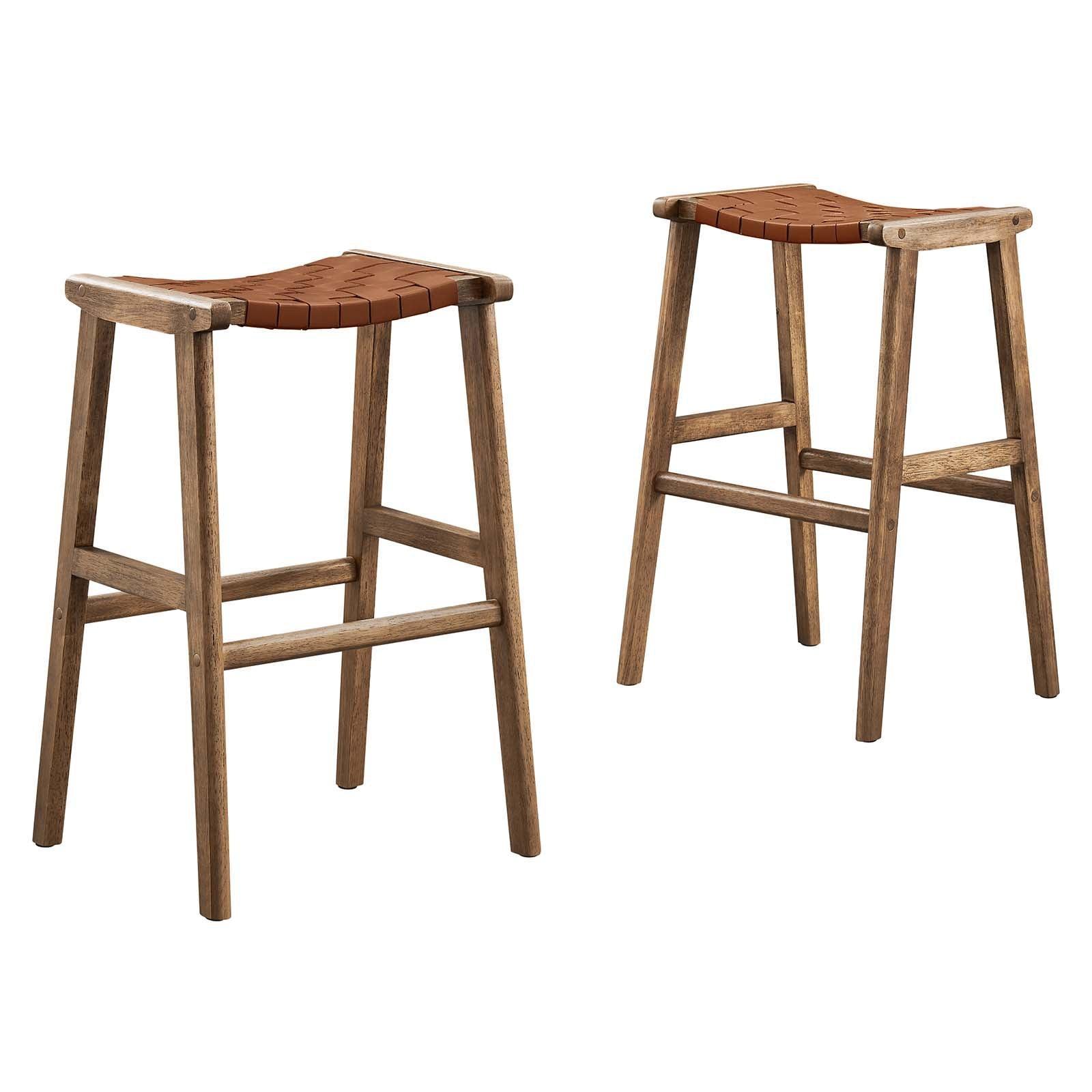 Modway Saoirse Faux Leather Wood Bar Stool - Set of 2, EEI-6549 FredCo