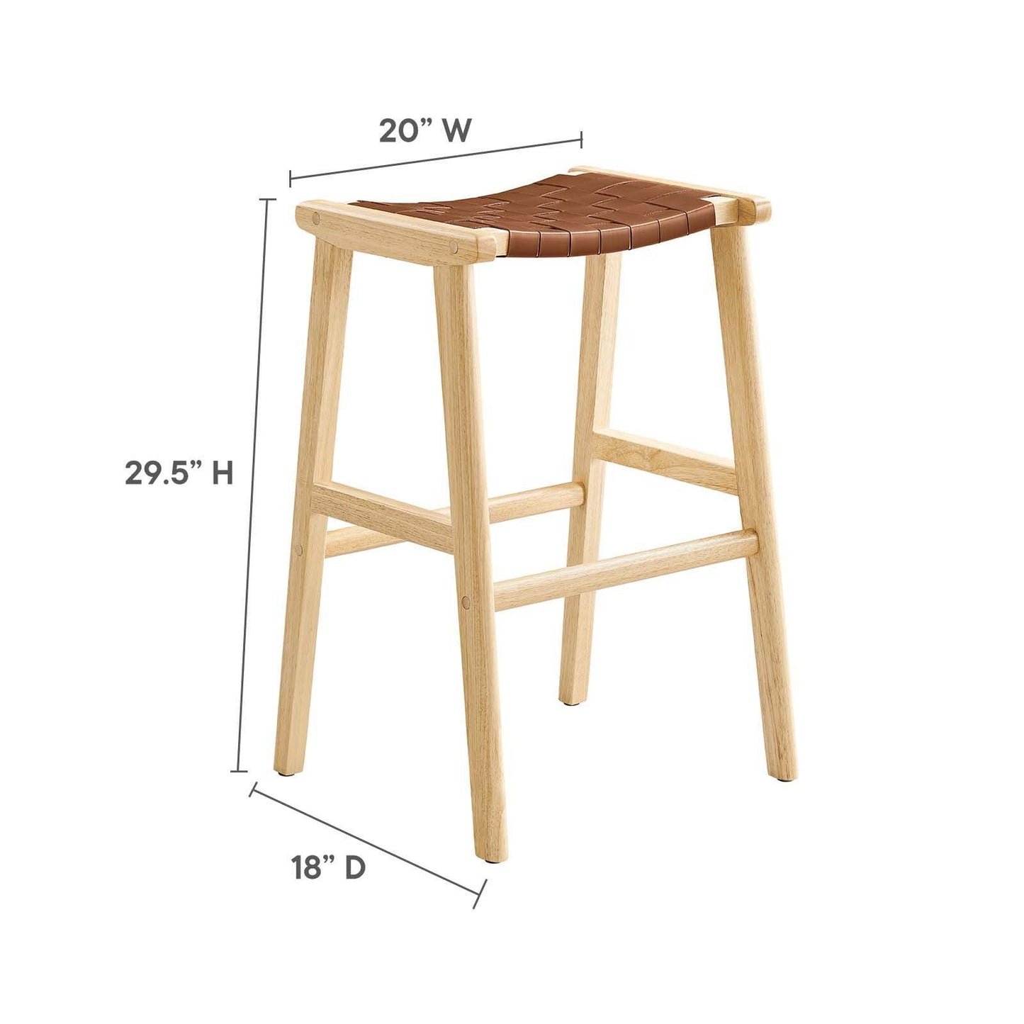 Modway Saoirse Faux Leather Wood Bar Stool - Set of 2, EEI-6549 FredCo