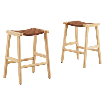 Modway Saoirse Faux Leather Wood Counter Stool - Set of 2, EEI-6547 FredCo