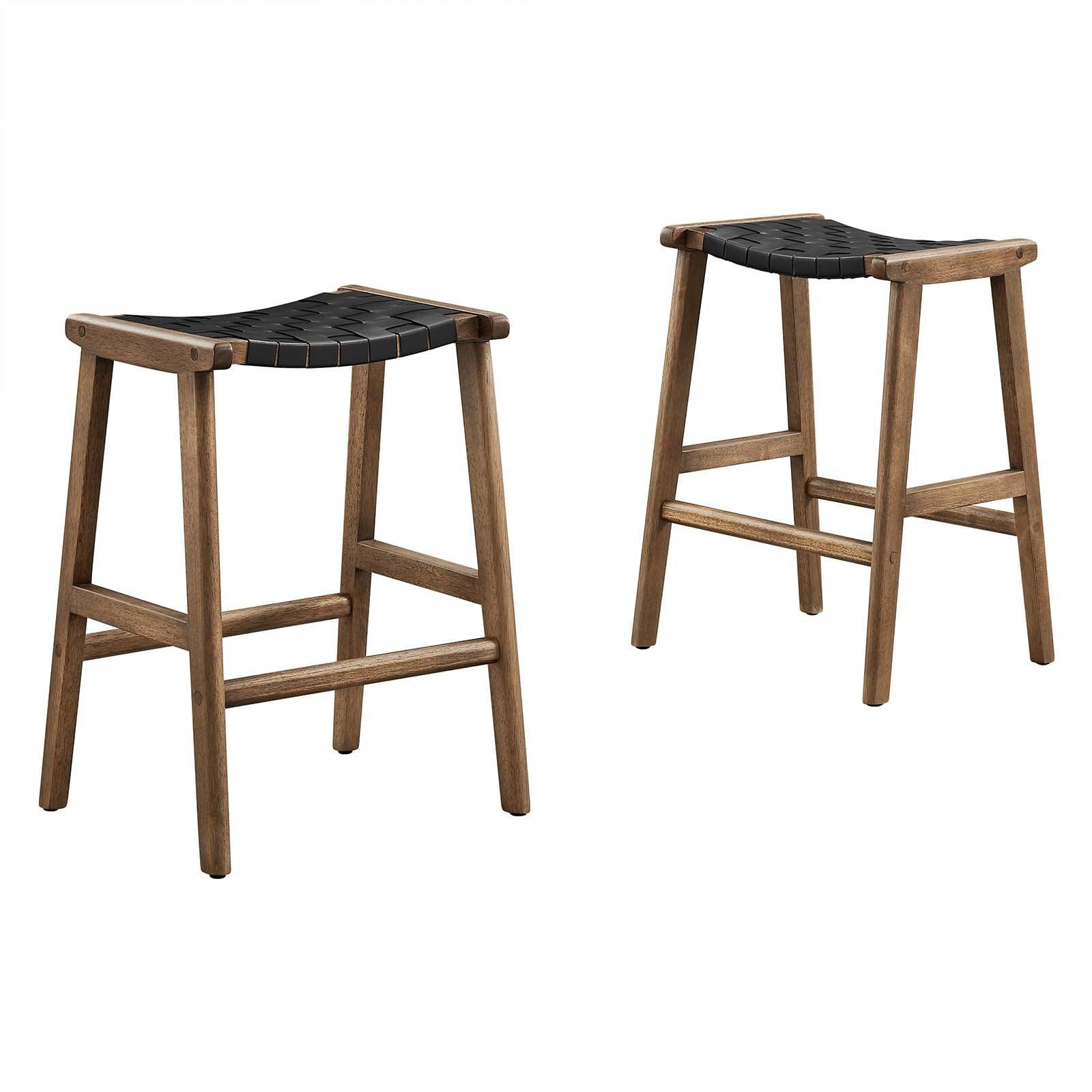 Modway Saoirse Faux Leather Wood Counter Stool - Set of 2, EEI-6547 FredCo