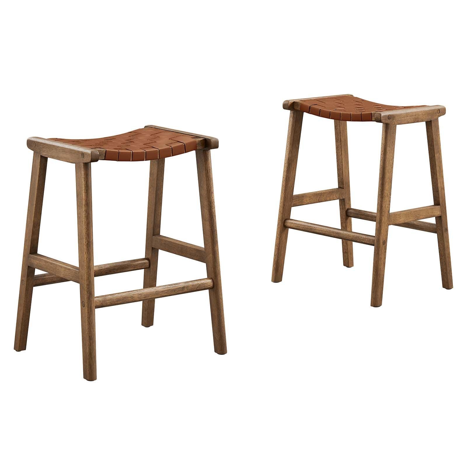 Modway Saoirse Faux Leather Wood Counter Stool - Set of 2, EEI-6547 FredCo
