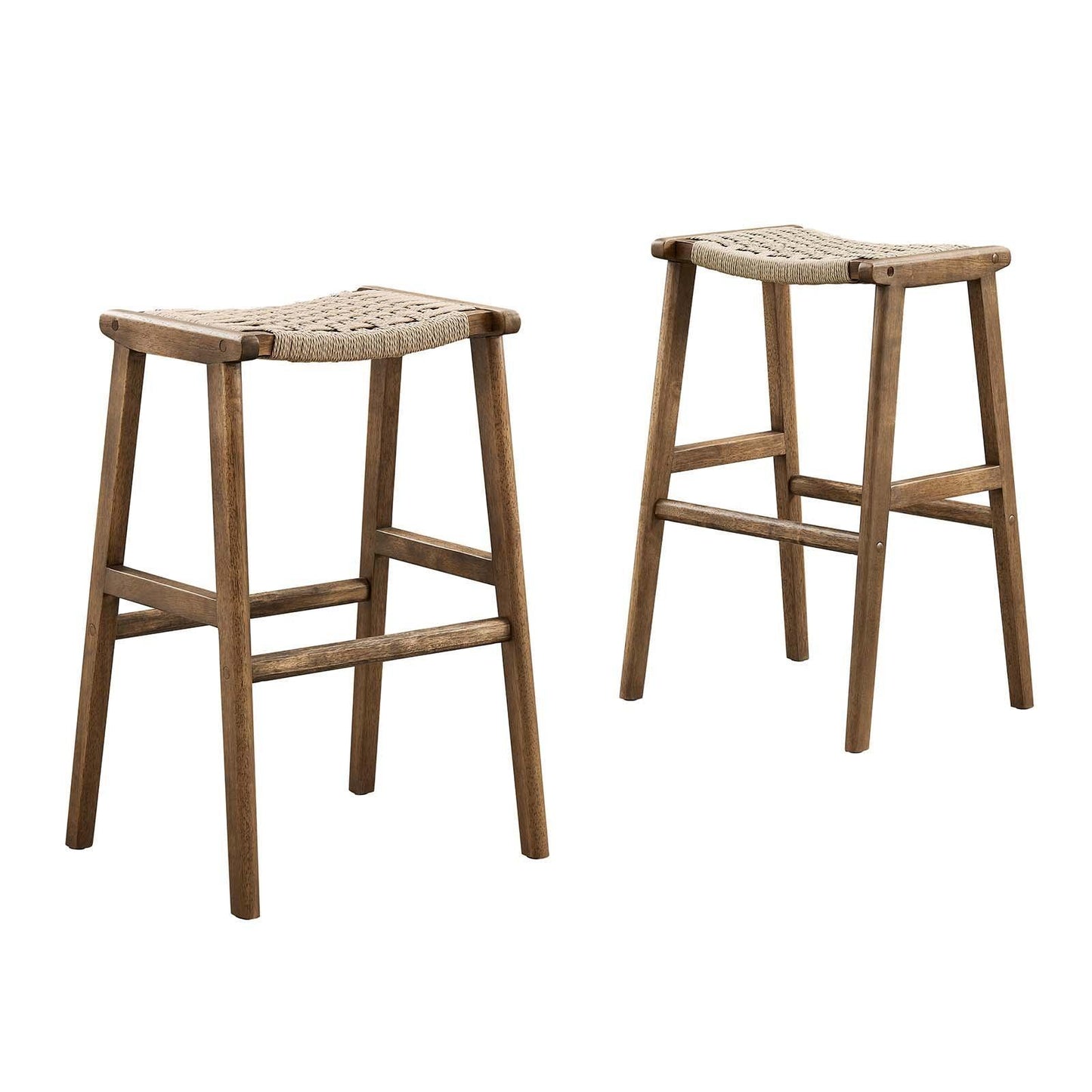 Modway Saoirse Woven Rope Wood Bar Stool - Set of 2, EEI-6550 FredCo