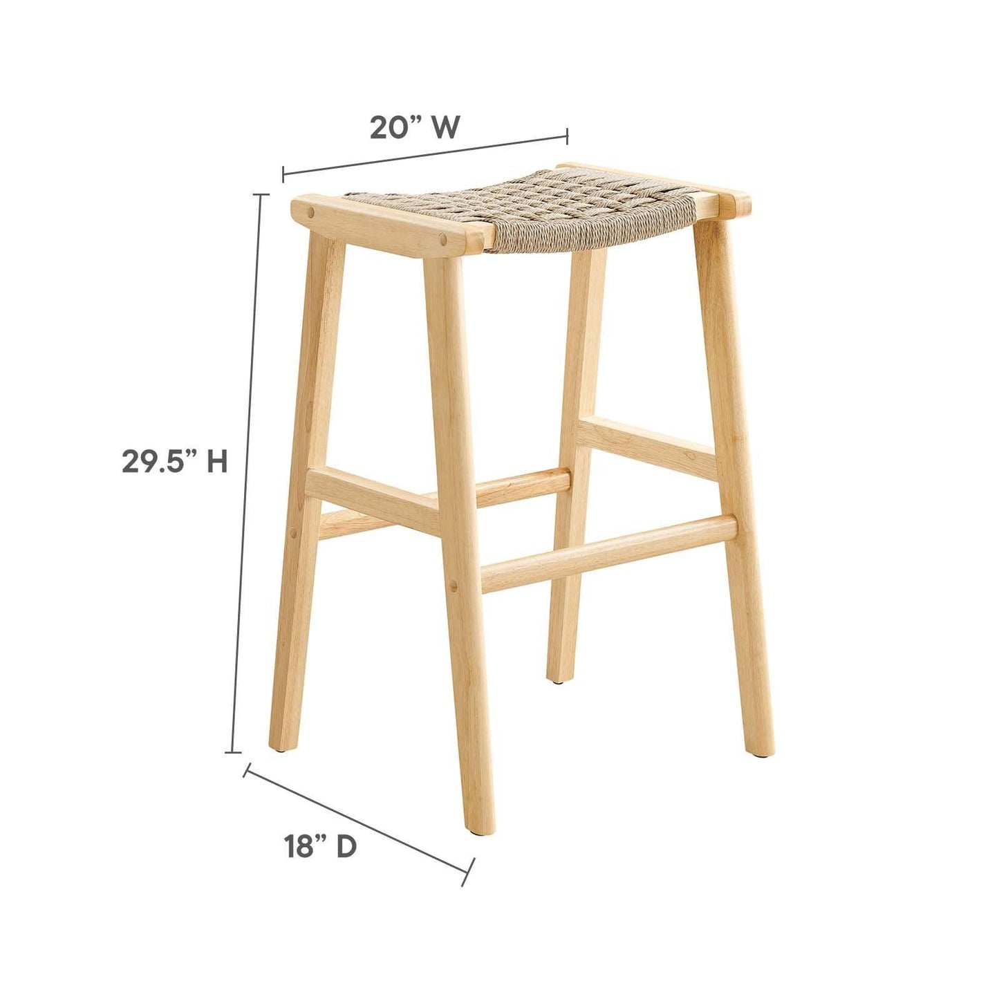 Modway Saoirse Woven Rope Wood Bar Stool - Set of 2, EEI-6550 FredCo