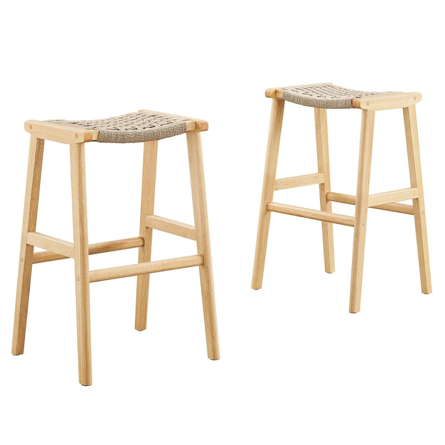 Modway Saoirse Woven Rope Wood Bar Stool - Set of 2, EEI-6550 FredCo