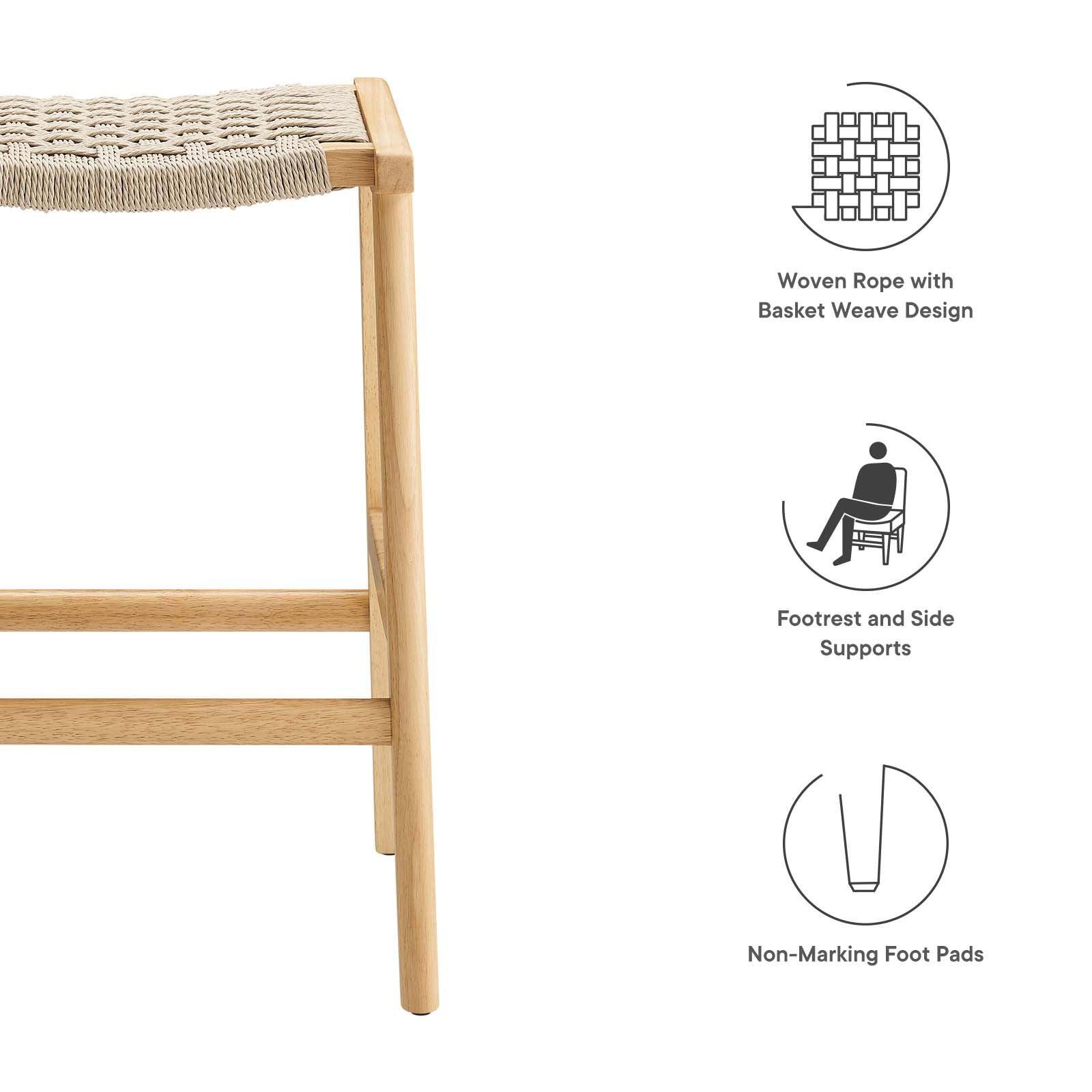 Modway Saoirse Woven Rope Wood Counter Stool - Set of 2, EEI-6548 FredCo
