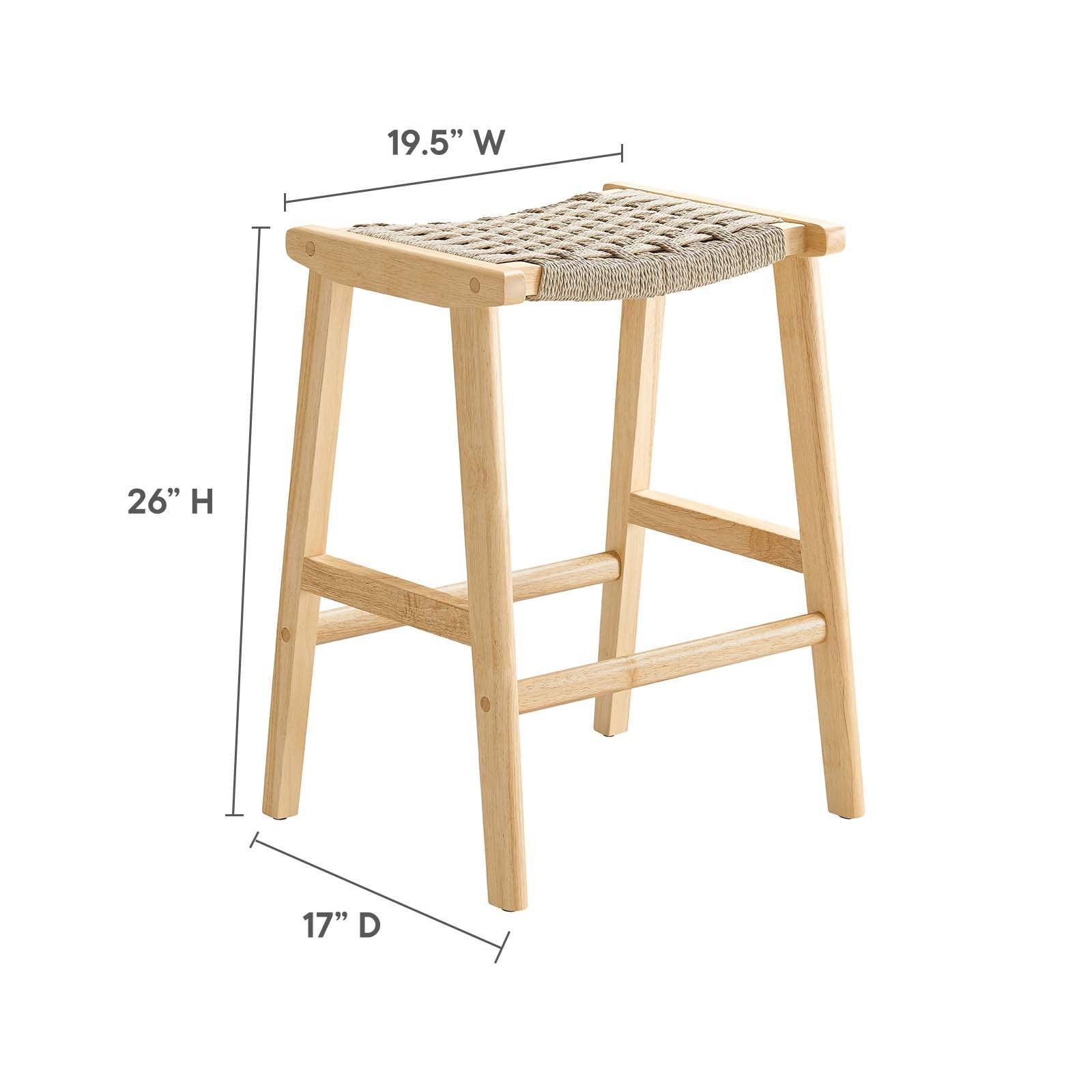 Modway Saoirse Woven Rope Wood Counter Stool - Set of 2, EEI-6548 FredCo