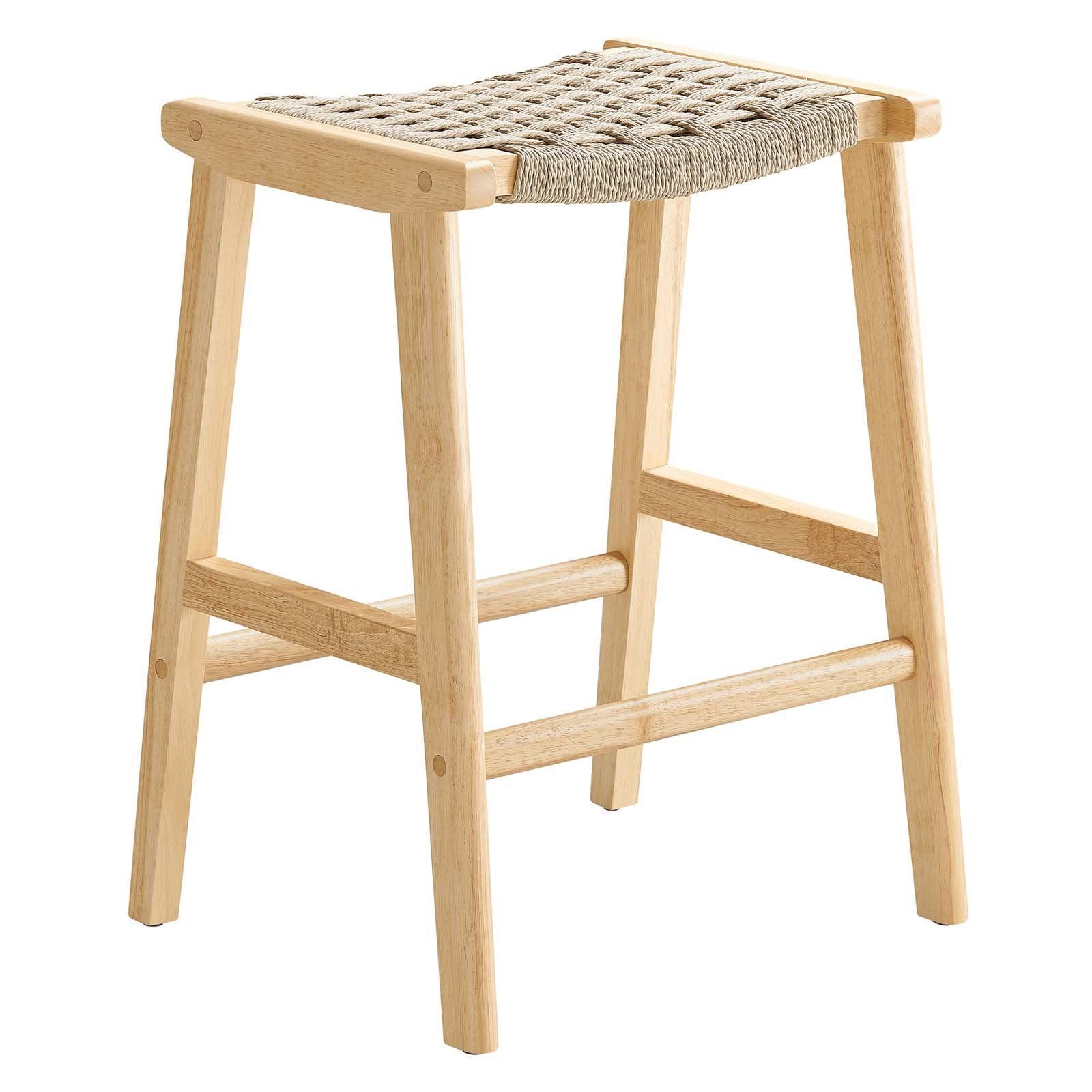 Modway Saoirse Woven Rope Wood Counter Stool - Set of 2, EEI-6548 FredCo