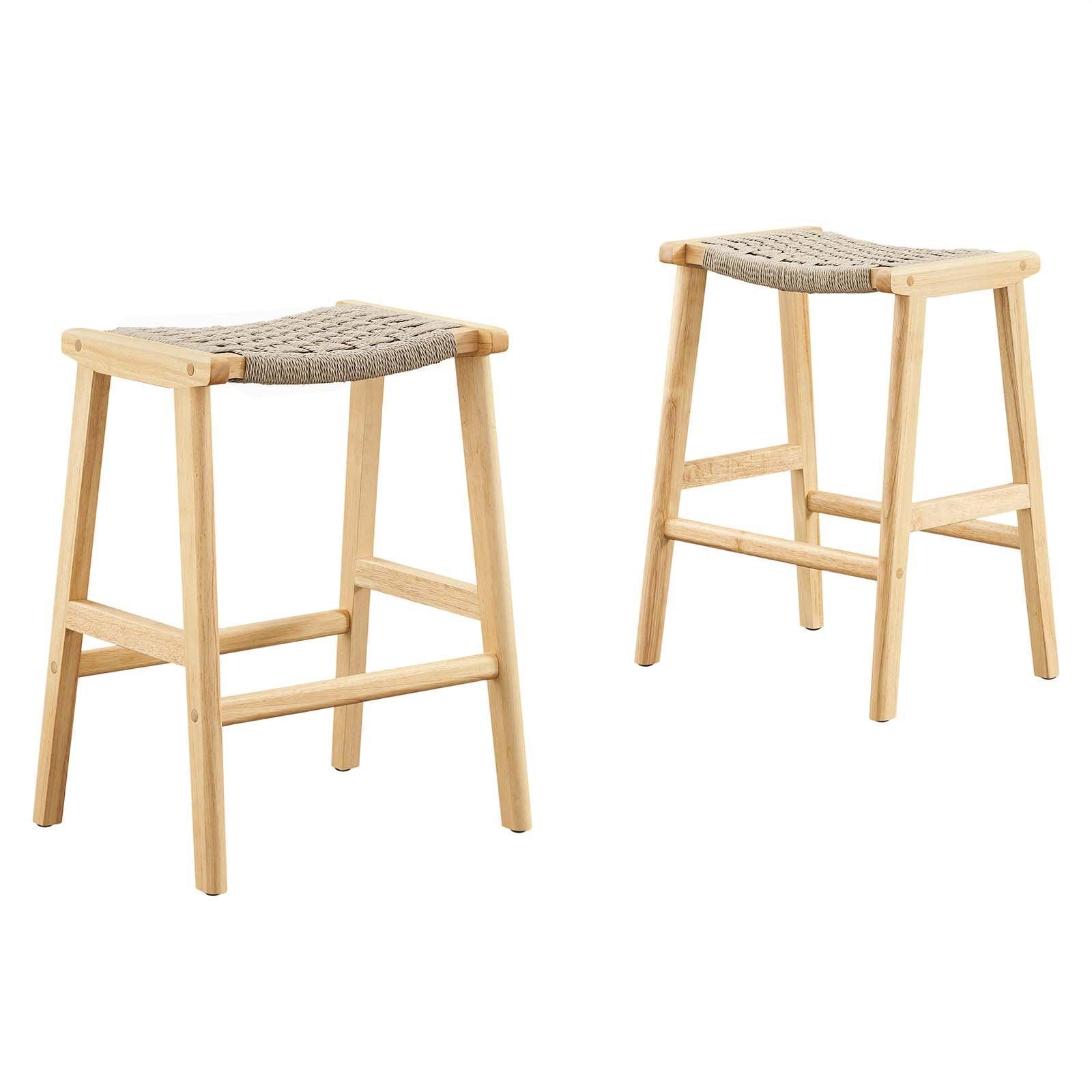 Modway Saoirse Woven Rope Wood Counter Stool - Set of 2, EEI-6548 FredCo