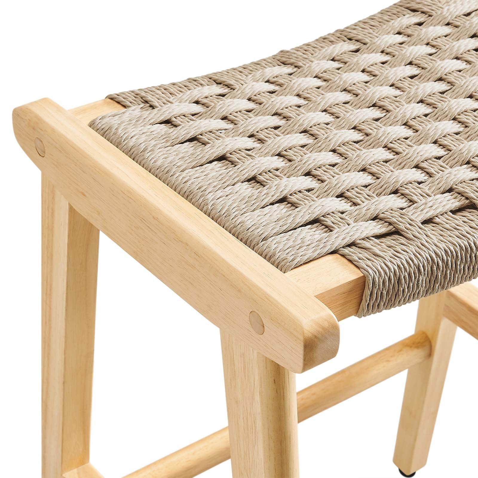 Modway Saoirse Woven Rope Wood Counter Stool - Set of 2, EEI-6548 FredCo