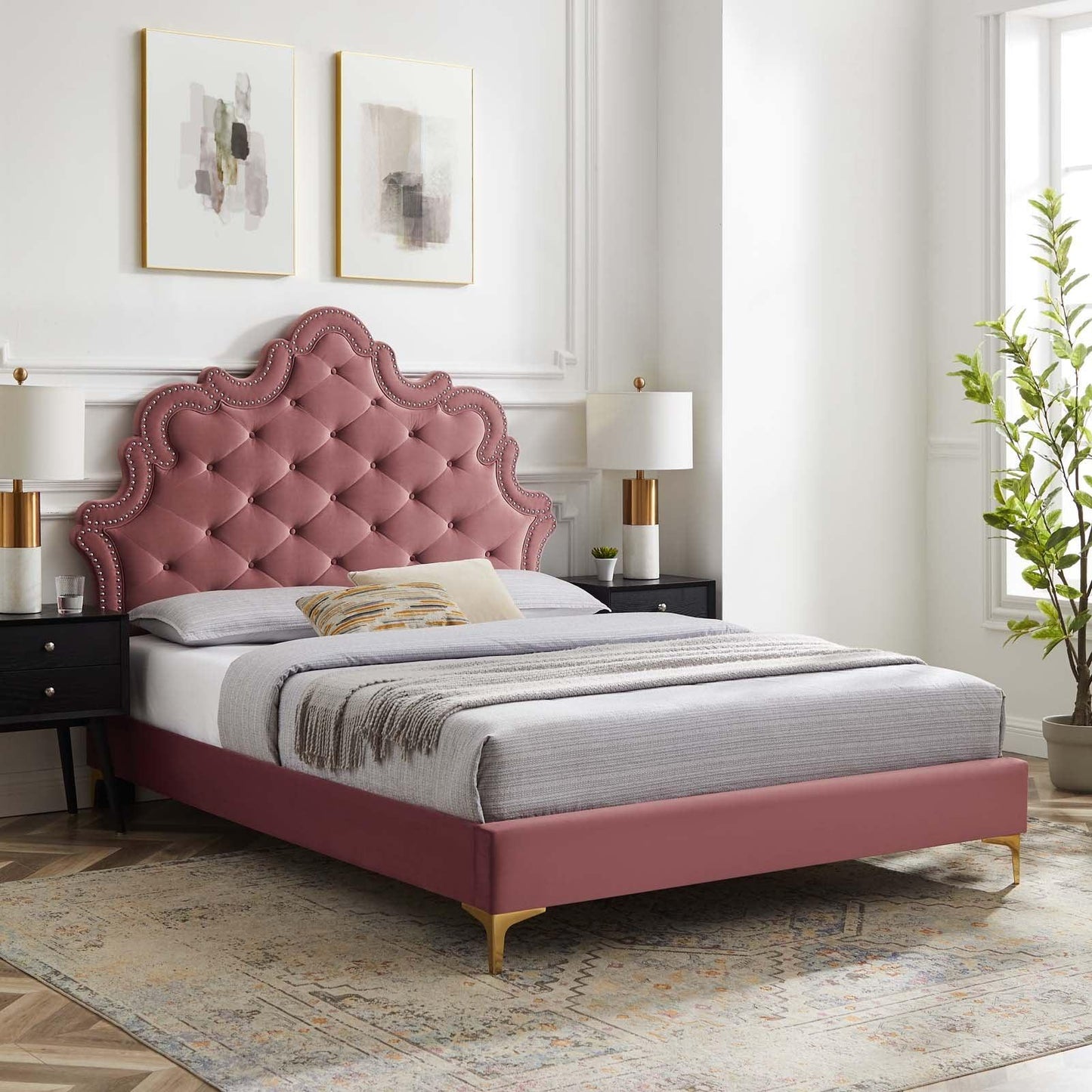 Modway Sasha Button-Tufted Performance Velvet Full Bed FredCo