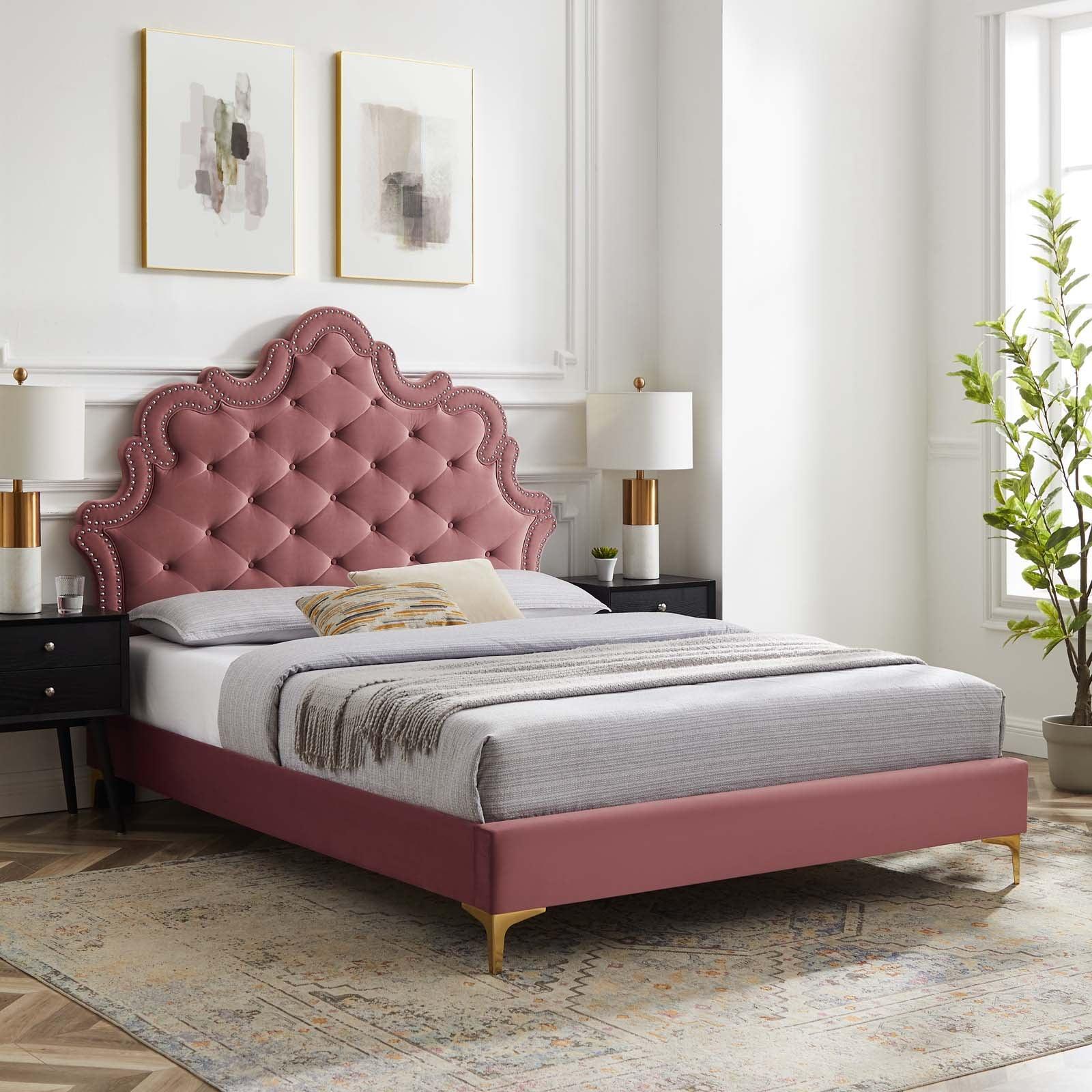 Modway Sasha Button-Tufted Performance Velvet Full Bed FredCo