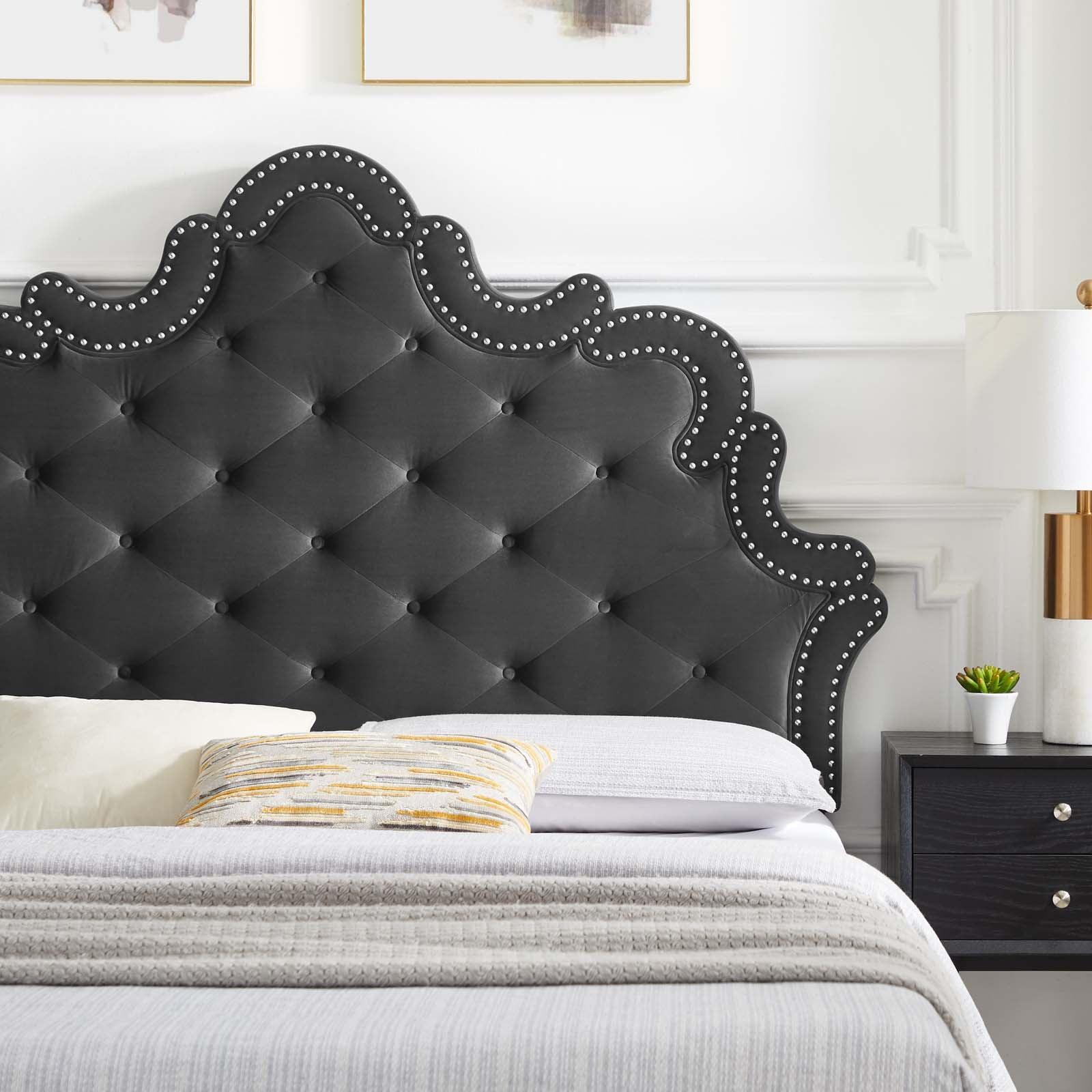 Modway Sasha Button-Tufted Performance Velvet King Bed FredCo