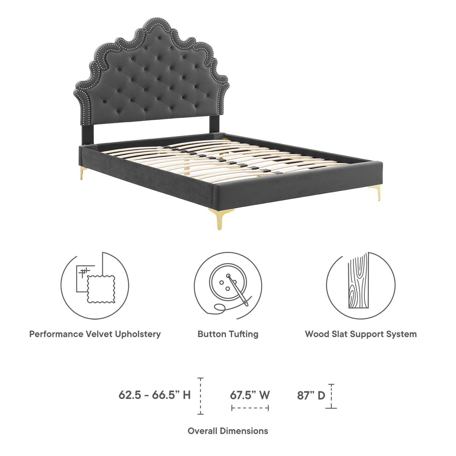 Modway Sasha Button-Tufted Performance Velvet King Bed FredCo
