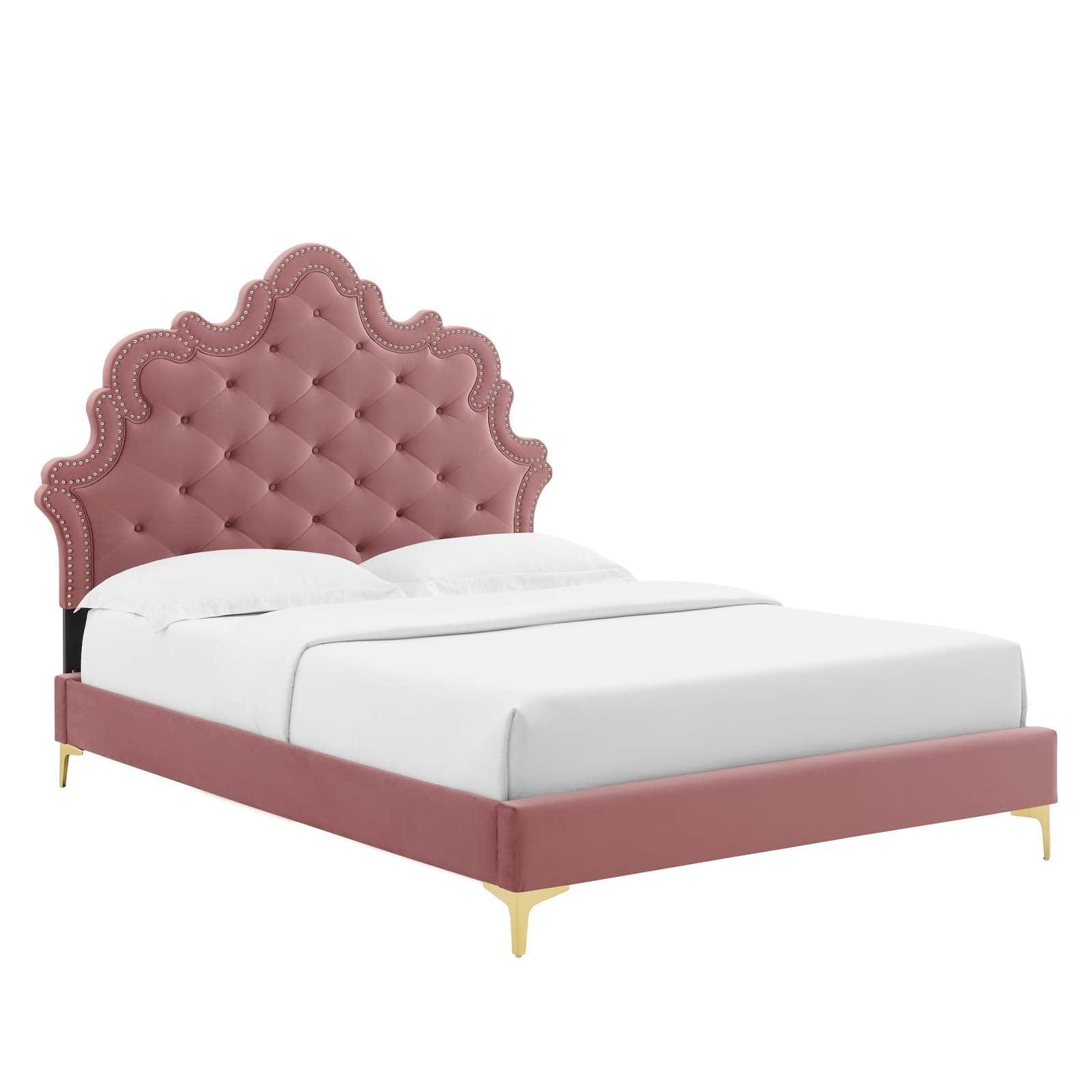 Modway Sasha Button-Tufted Performance Velvet King Bed FredCo