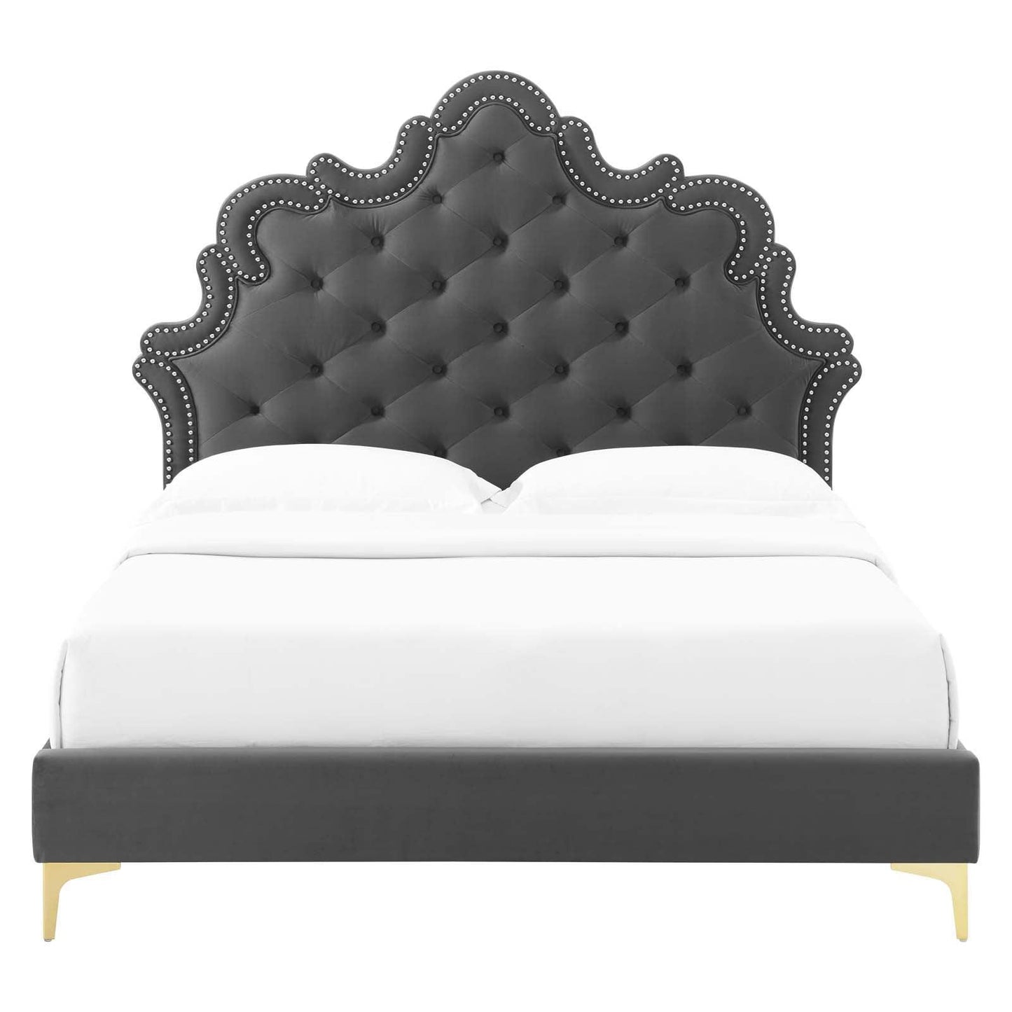 Modway Sasha Button-Tufted Performance Velvet King Bed FredCo
