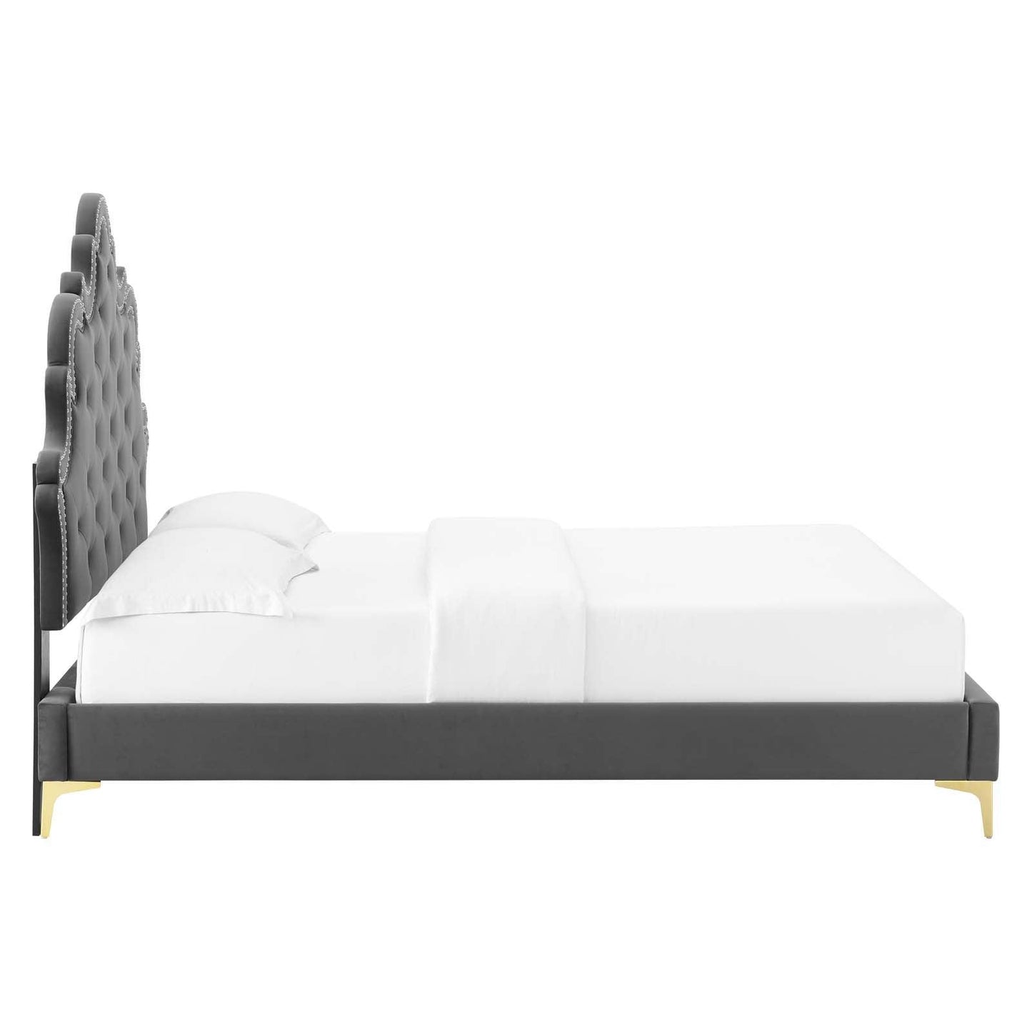 Modway Sasha Button-Tufted Performance Velvet King Bed FredCo