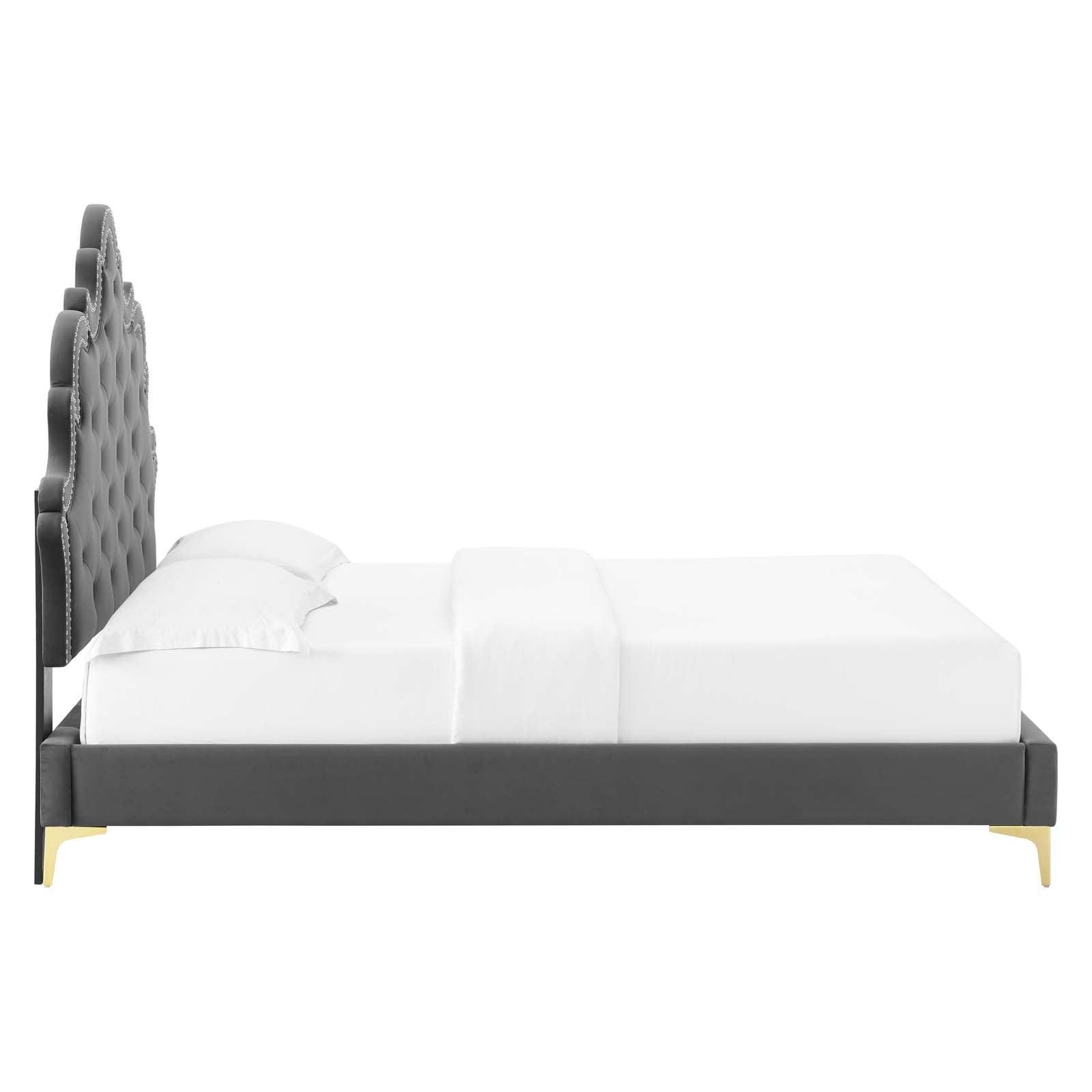 Modway Sasha Button-Tufted Performance Velvet King Bed FredCo