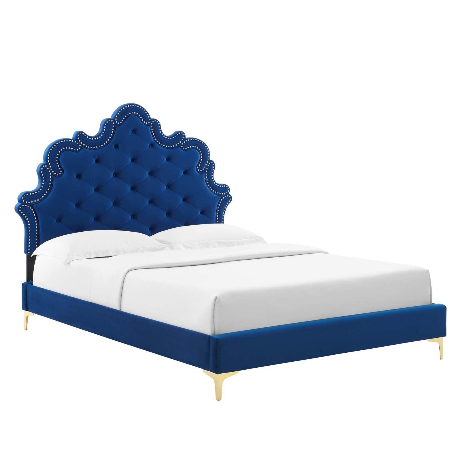 Modway Sasha Button-Tufted Performance Velvet King Bed FredCo