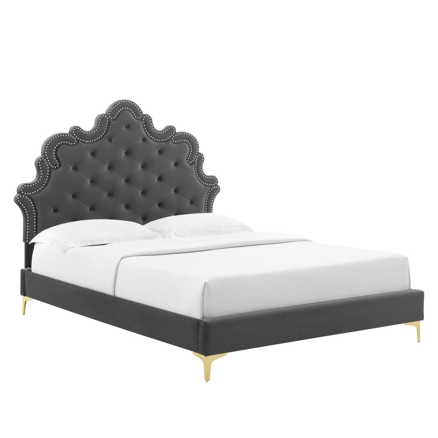 Modway Sasha Button-Tufted Performance Velvet King Bed FredCo