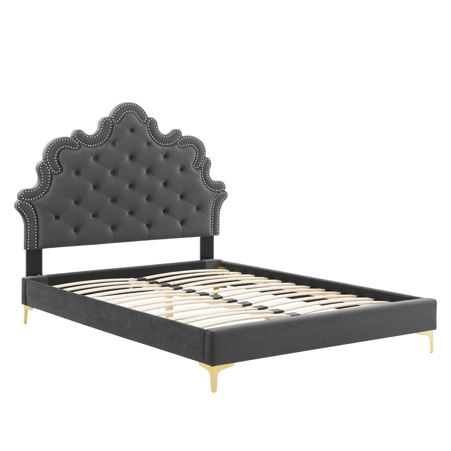 Modway Sasha Button-Tufted Performance Velvet King Bed FredCo