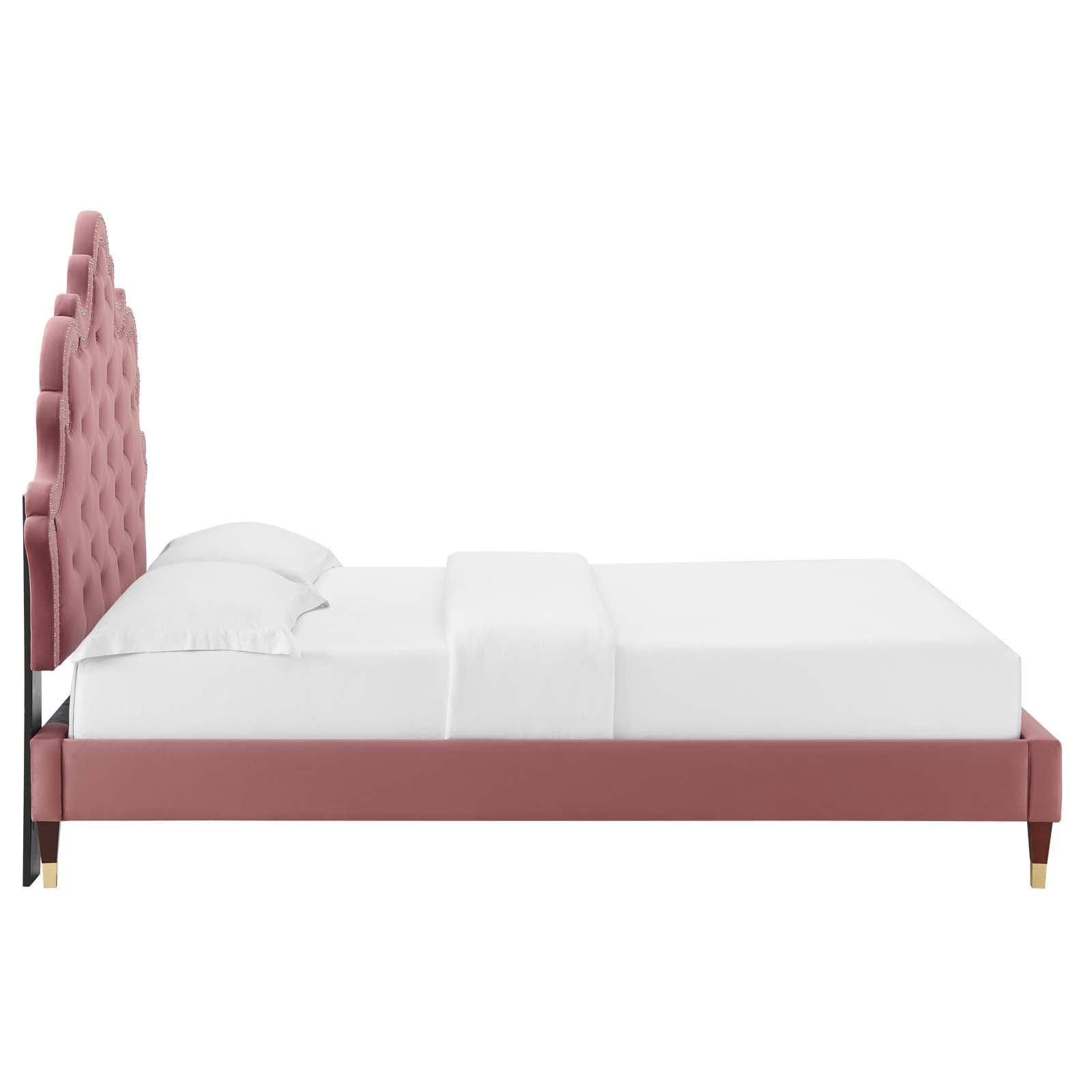 Modway Sasha Button-Tufted Performance Velvet Queen Bed FredCo