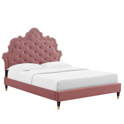 Modway Sasha Button-Tufted Performance Velvet Queen Bed FredCo