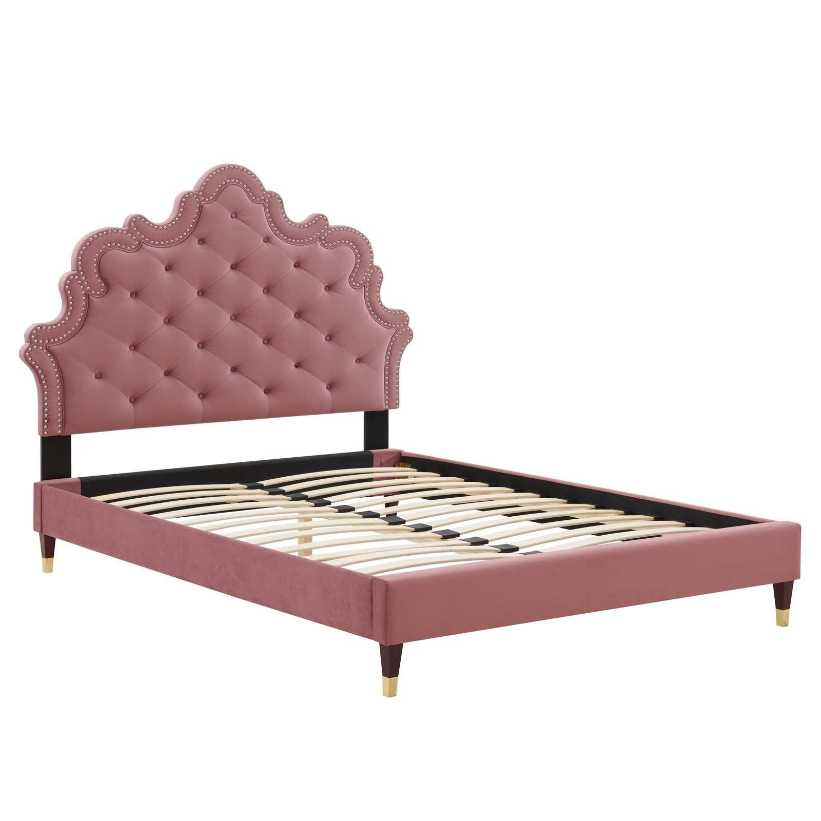 Modway Sasha Button-Tufted Performance Velvet Queen Bed FredCo