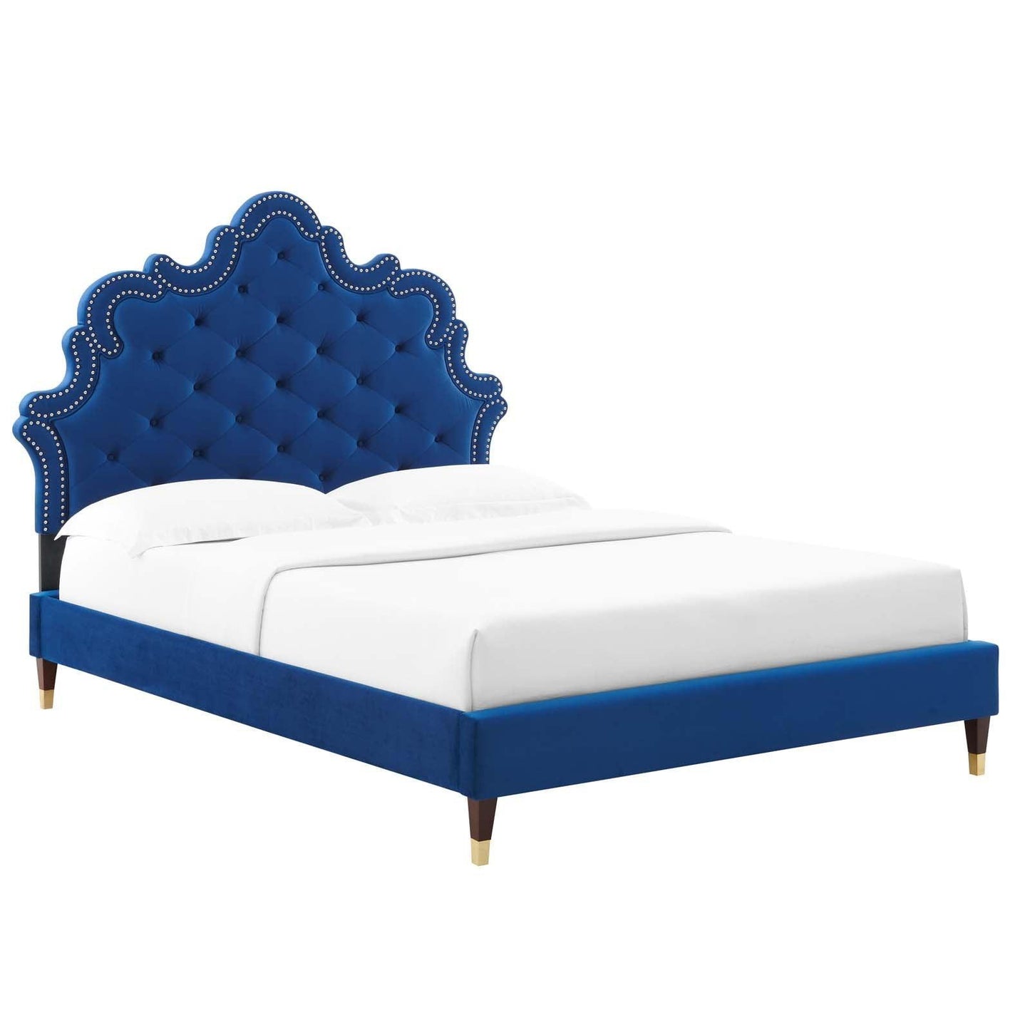 Modway Sasha Button-Tufted Performance Velvet Queen Bed FredCo