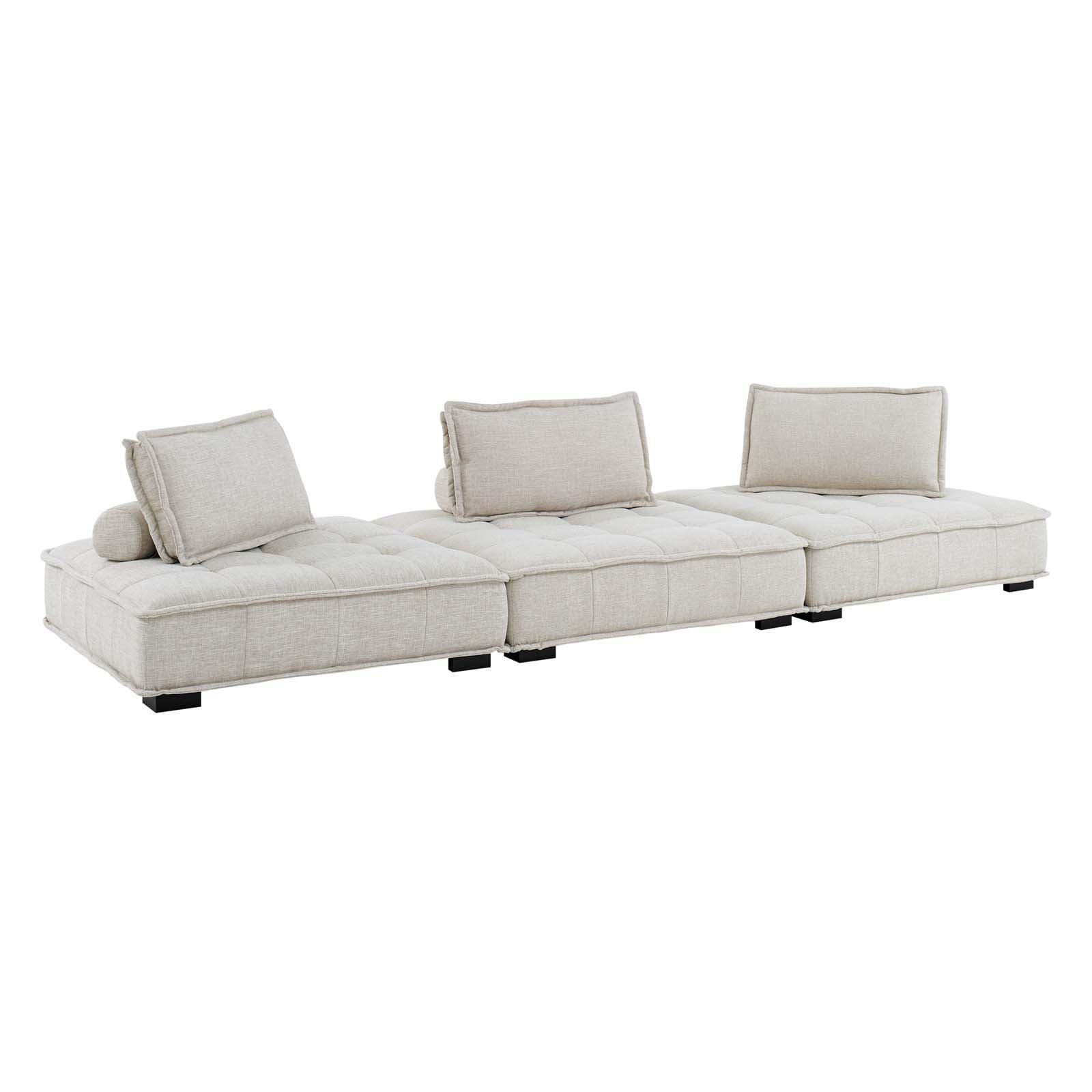 Modway Saunter Tufted Fabric Fabric 3-Piece Sofa FredCo