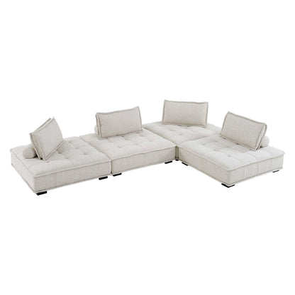 Modway Saunter Tufted Fabric Fabric 4-Piece Sectional Sofa FredCo