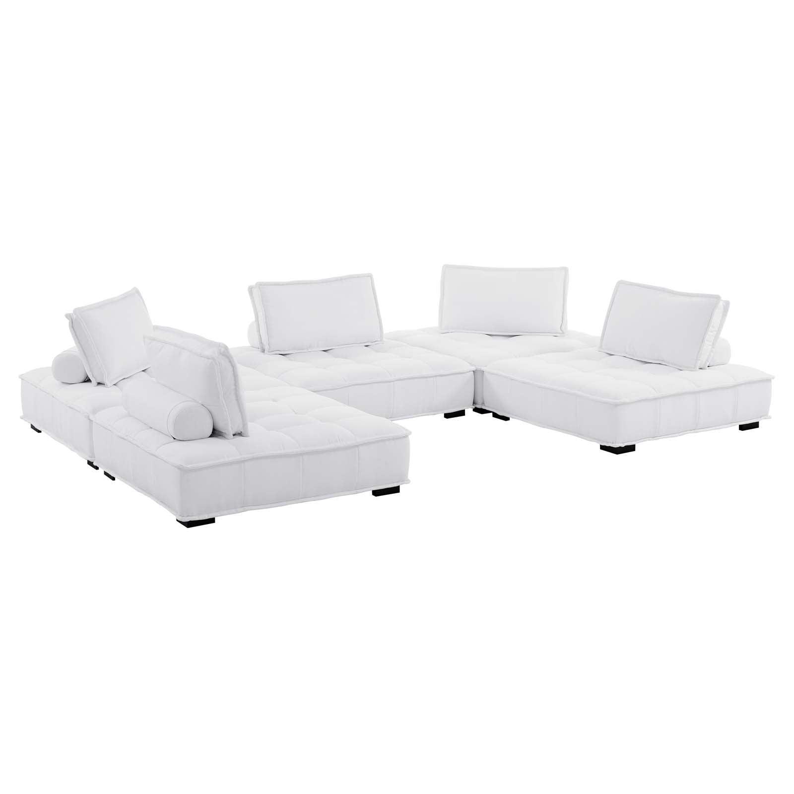 Modway Saunter Tufted Fabric Fabric 5-Piece Sectional Sofa FredCo