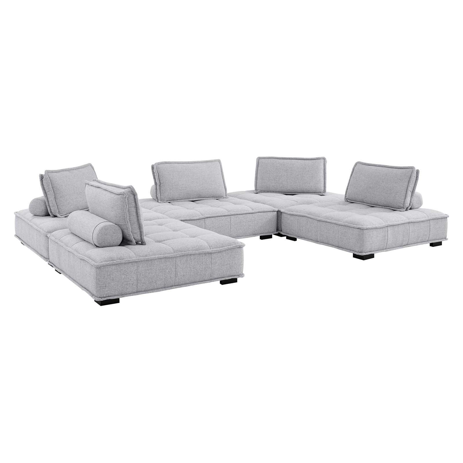 Modway Saunter Tufted Fabric Fabric 5-Piece Sectional Sofa FredCo
