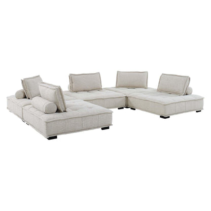 Modway Saunter Tufted Fabric Fabric 5-Piece Sectional Sofa FredCo