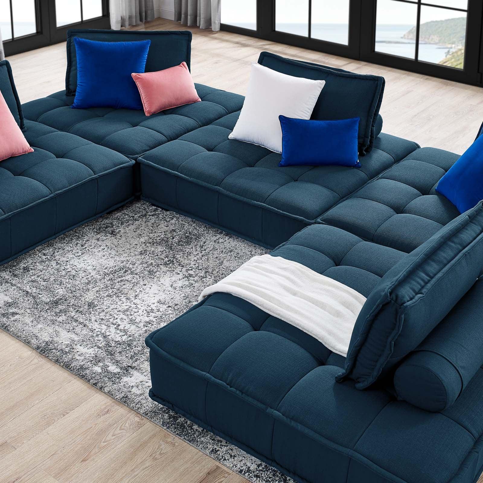 Modway Saunter Tufted Fabric Fabric 5-Piece Sectional Sofa FredCo