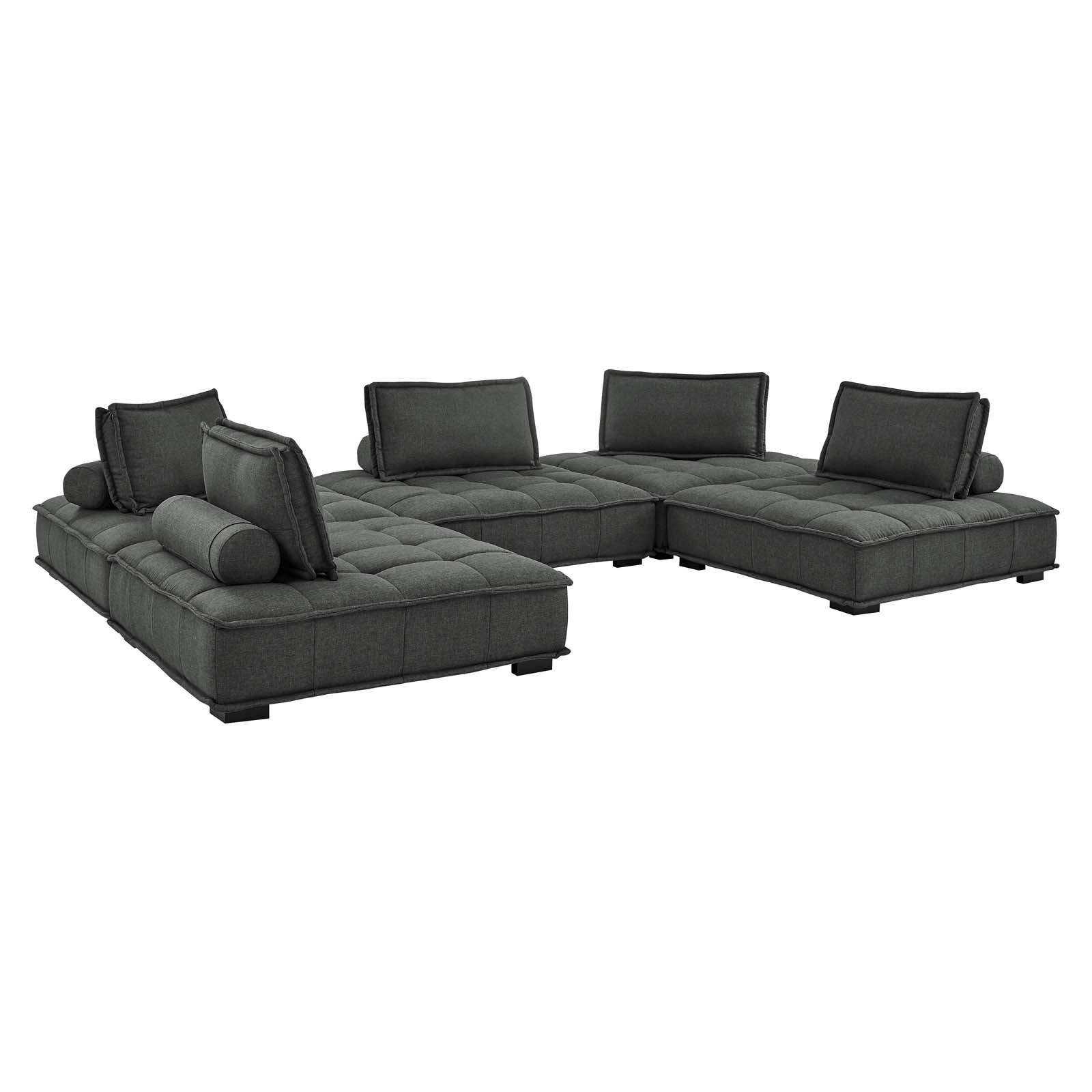 Modway Saunter Tufted Fabric Fabric 5-Piece Sectional Sofa FredCo
