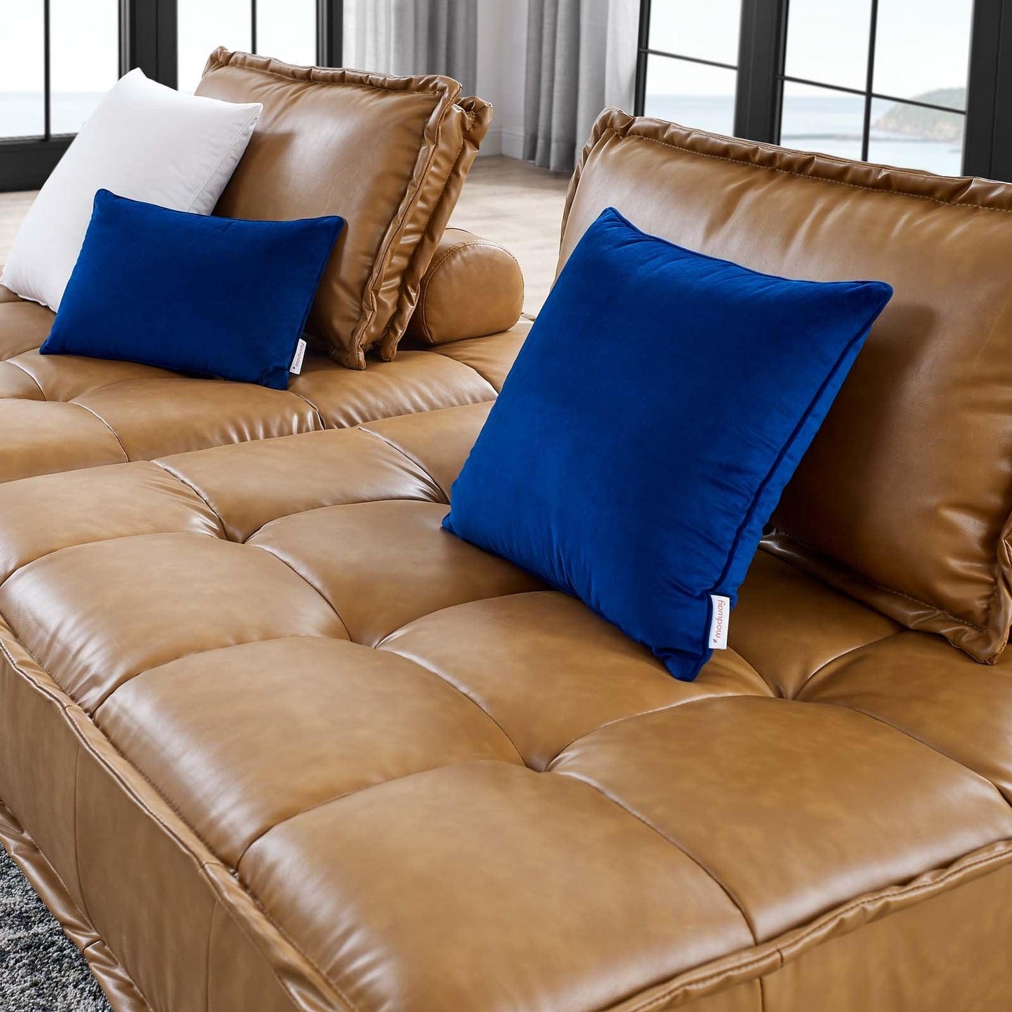 Modway Saunter Tufted Vegan Leather Vegan Leather 2-Piece Loveseat FredCo
