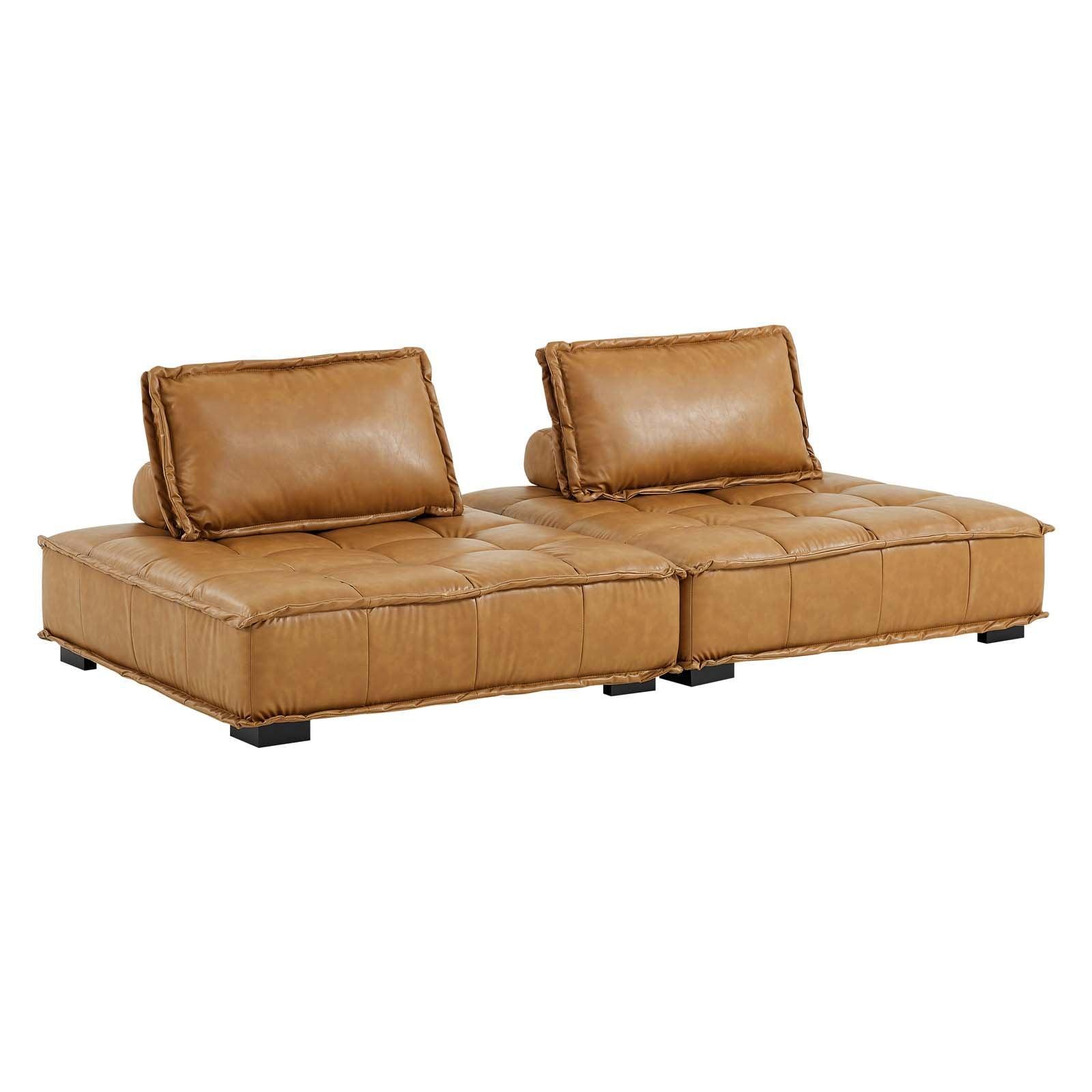 Modway Saunter Tufted Vegan Leather Vegan Leather 2-Piece Loveseat FredCo