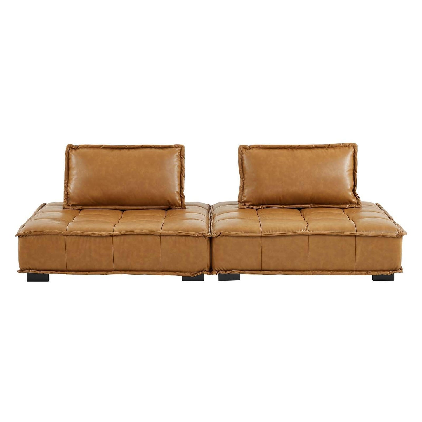 Modway Saunter Tufted Vegan Leather Vegan Leather 2-Piece Loveseat FredCo