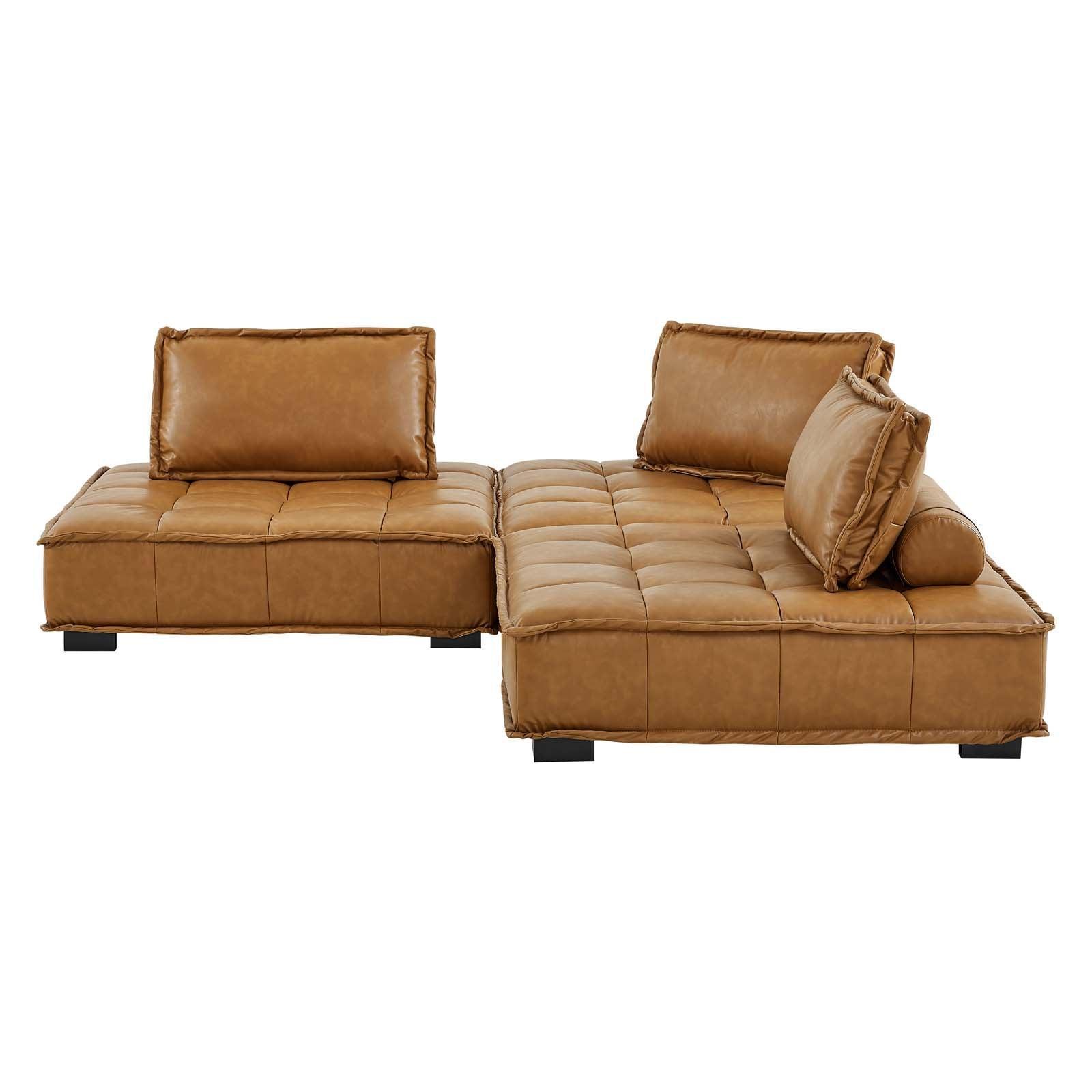 Modway Saunter Tufted Vegan Leather Vegan Leather 3-Piece Sofa FredCo