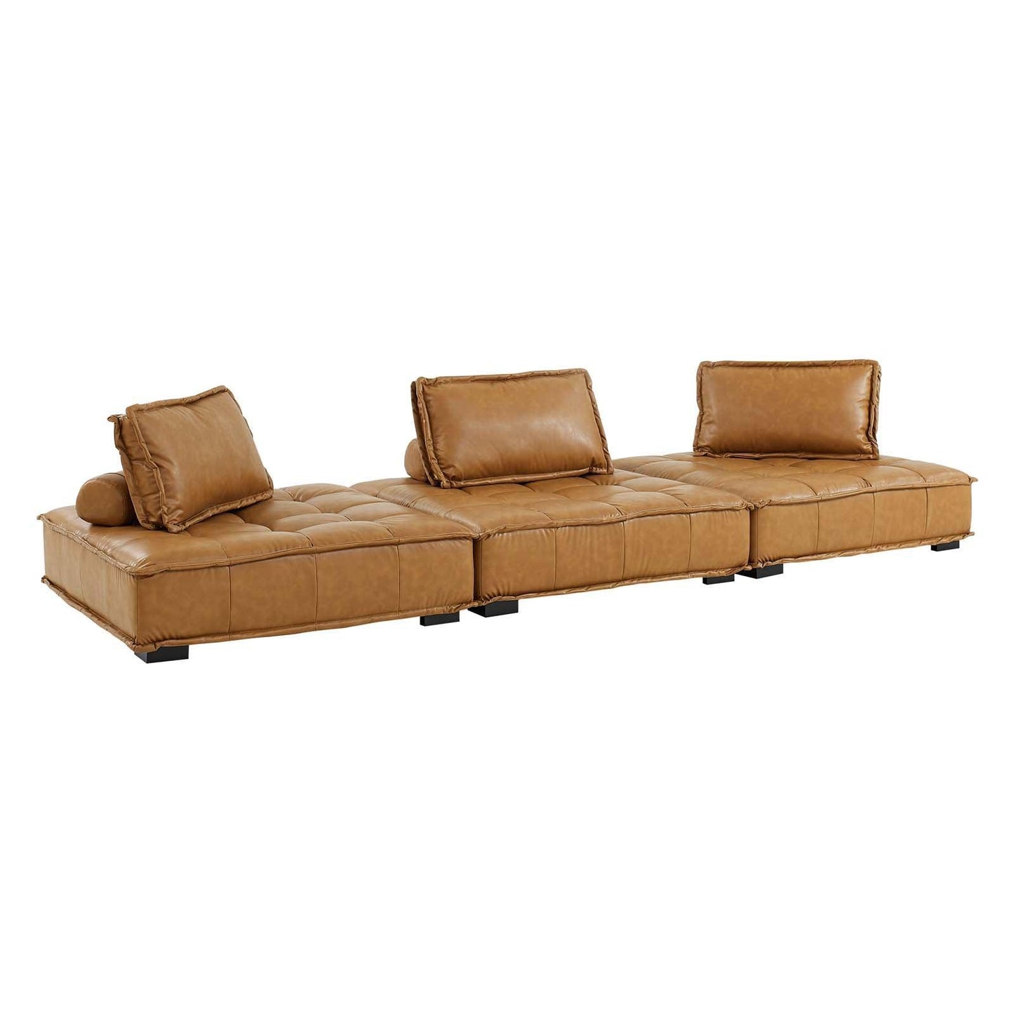 Modway Saunter Tufted Vegan Leather Vegan Leather 3-Piece Sofa FredCo