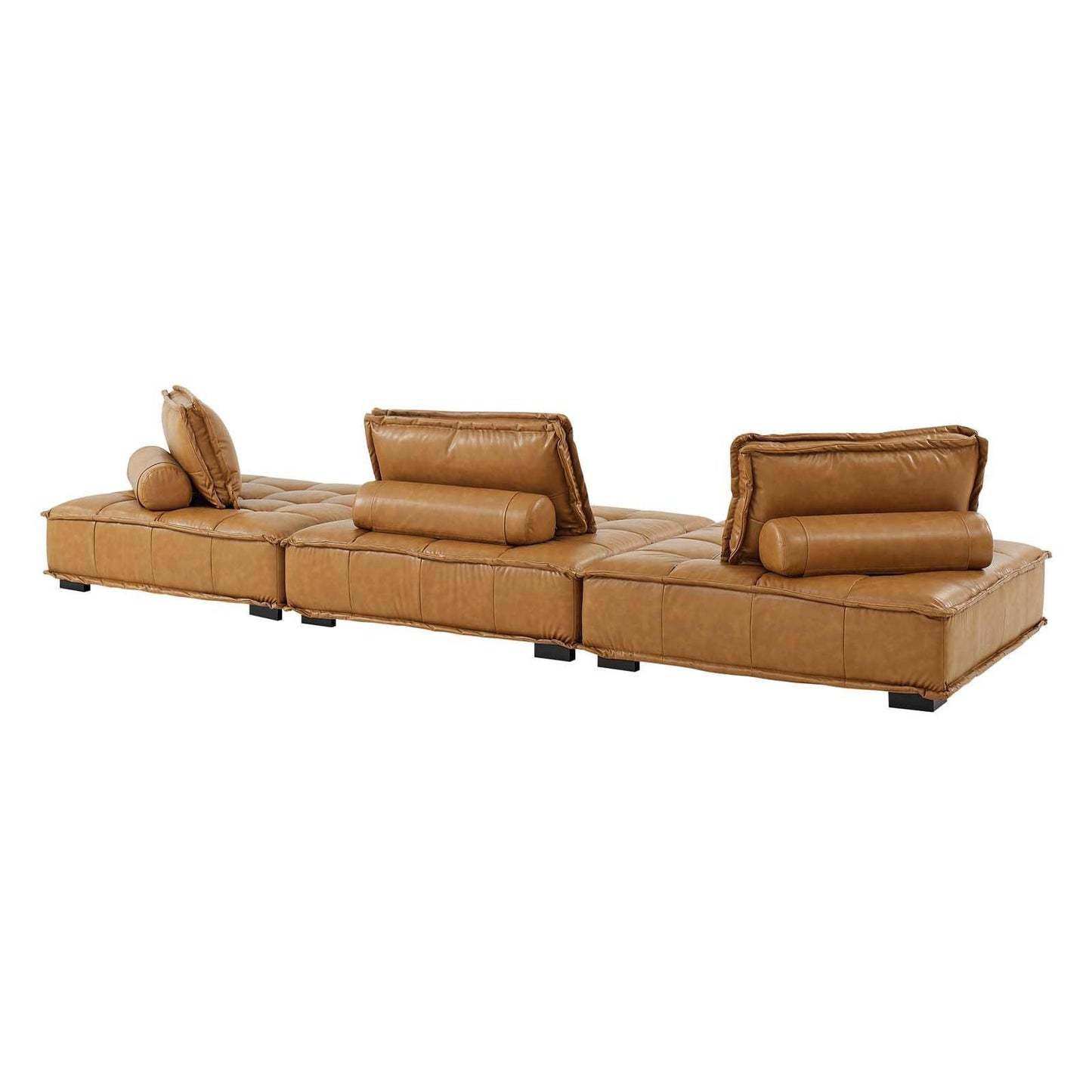 Modway Saunter Tufted Vegan Leather Vegan Leather 3-Piece Sofa FredCo